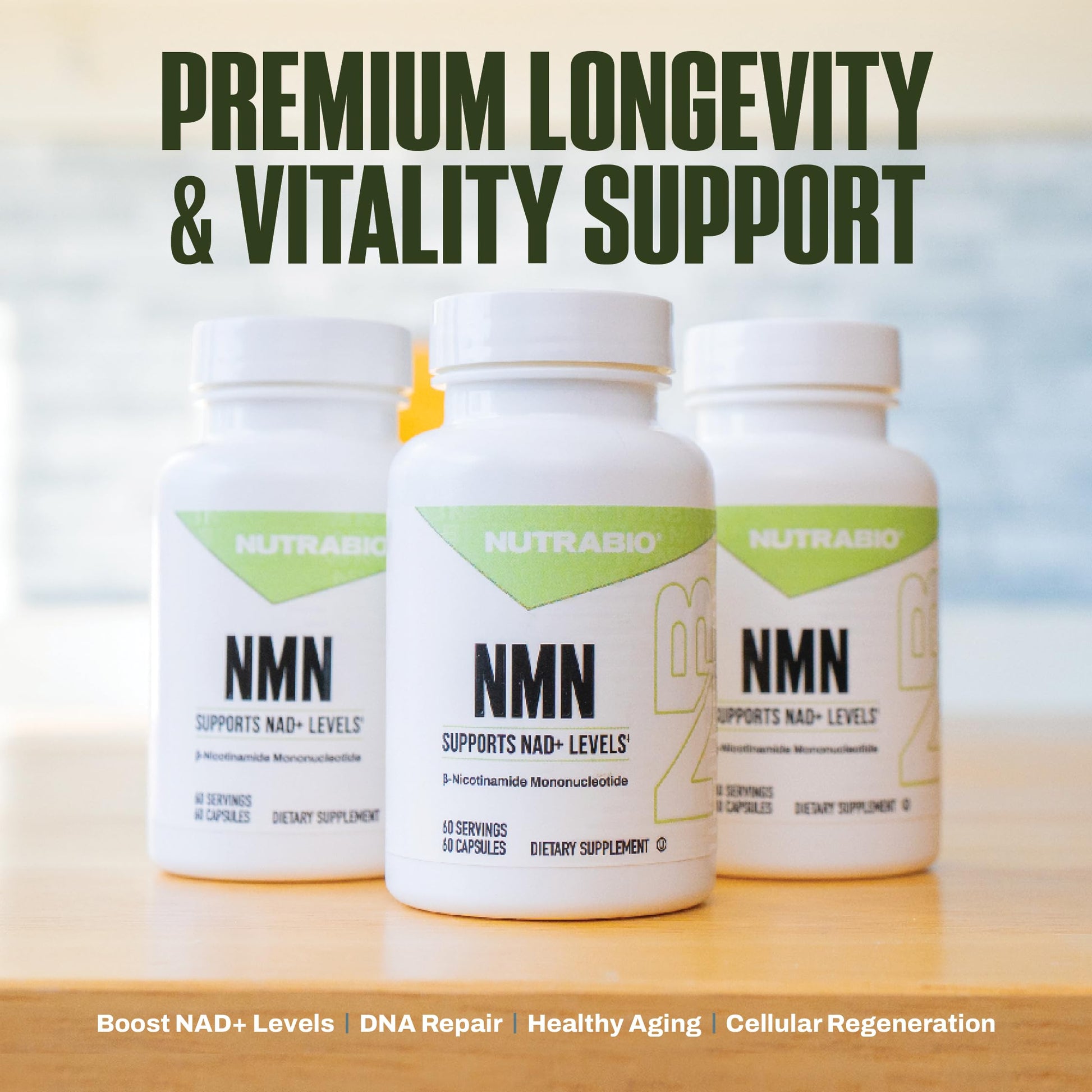NutraBio NMN - NAD Supplement, Longevity Support, Boost NAD Levels, Increase Cellular Energy, Brain Health, Healthy Aging- 60 Servings- 60 Capsules NutraBioAu supplements