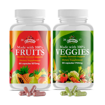 Fruits and Vegetables Supplement - 90 Fruit and 90 Veggie Capsules - Nature Vitamins, Balance of Fruits and Veggies Supports Energy Balance, Soy Free, Vegan Capsules - 90 Count (Pack of 2) FLORIDA HERBSAu supplements