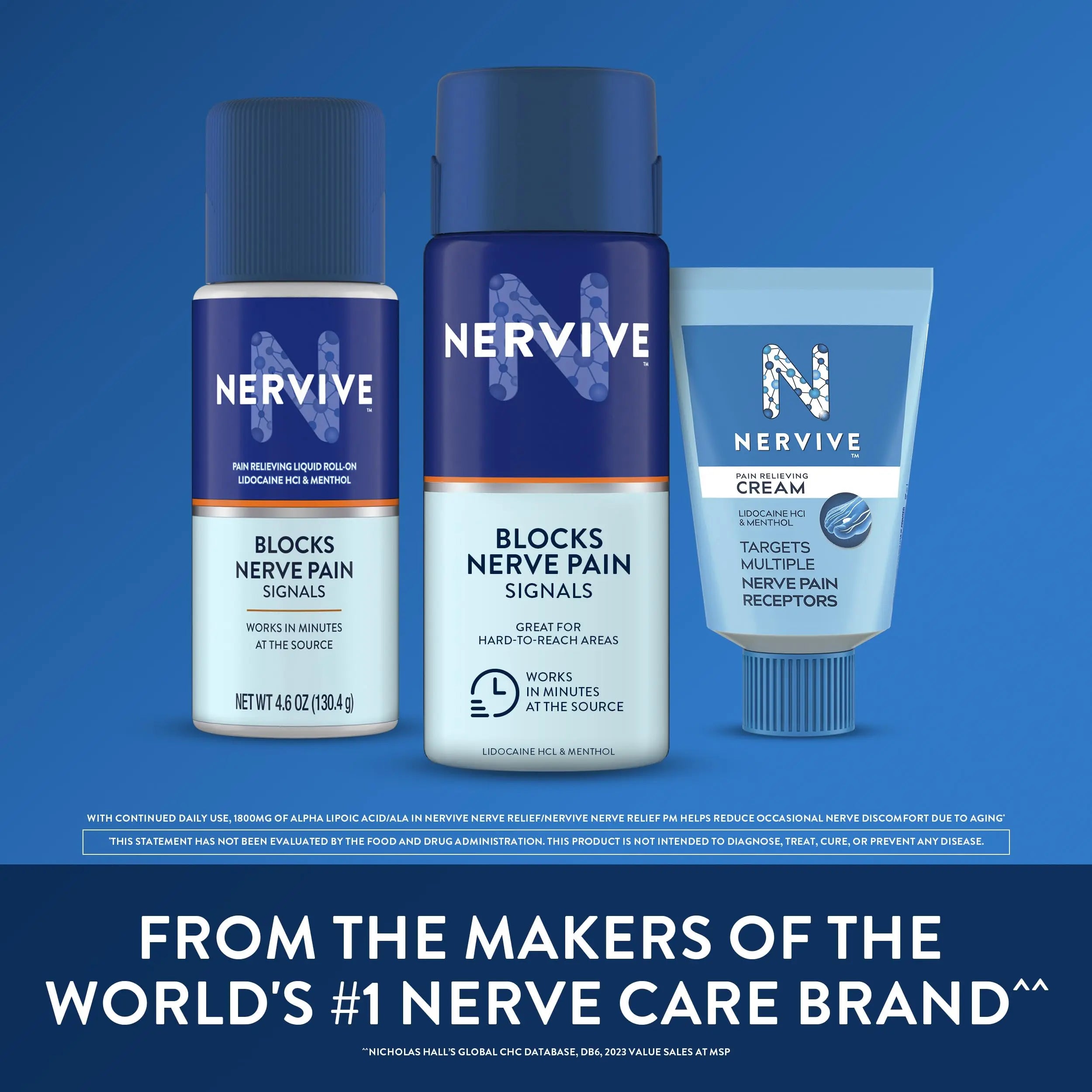 Nervive Pain Relieving Spray, Lidocaine Spray, Nervive Pain Relief, Lidocaine Topical, Foot Pain, Leg Pain, Hand Pain, Max Strength Formula, for Hard to Reach Areas, 4.5oz NerviveAu supplements