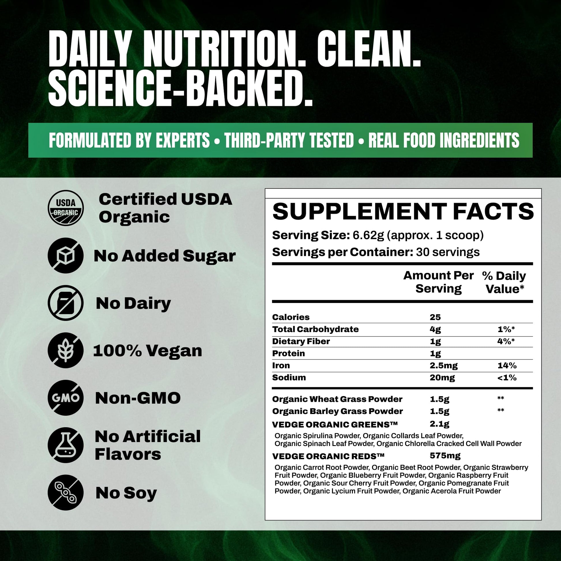 VEDGE Nutrition Organic Greens - Vegan Plant-Based Greens Superfood Powder - Drink Mix for Energy, Antioxidants & Recovery - Full Spectrum Greens for Athletes - 30 Servings - Mixed Berry Flavor VEDGEAu supplements