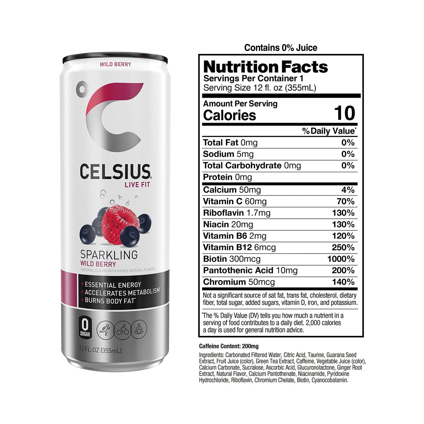 CELSIUS Sparkling Wild Berry, Functional Essential Energy Drink 12 Fl Oz (Pack of 12) CELSIUSUS supplements