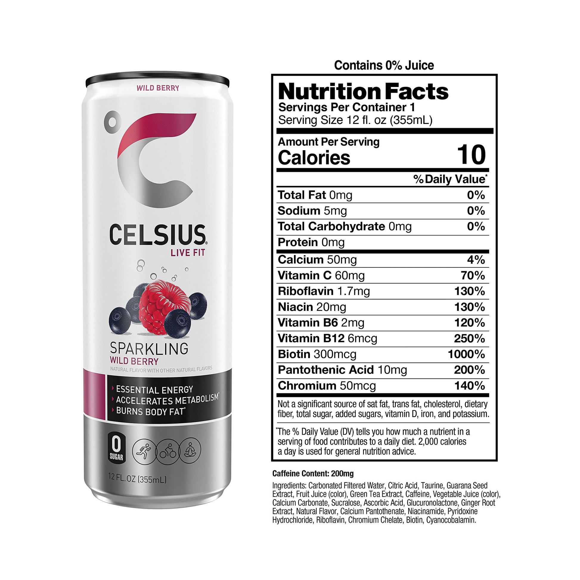 CELSIUS Sparkling Wild Berry, Functional Essential Energy Drink 12 Fl Oz (Pack of 12) CELSIUSUS supplements
