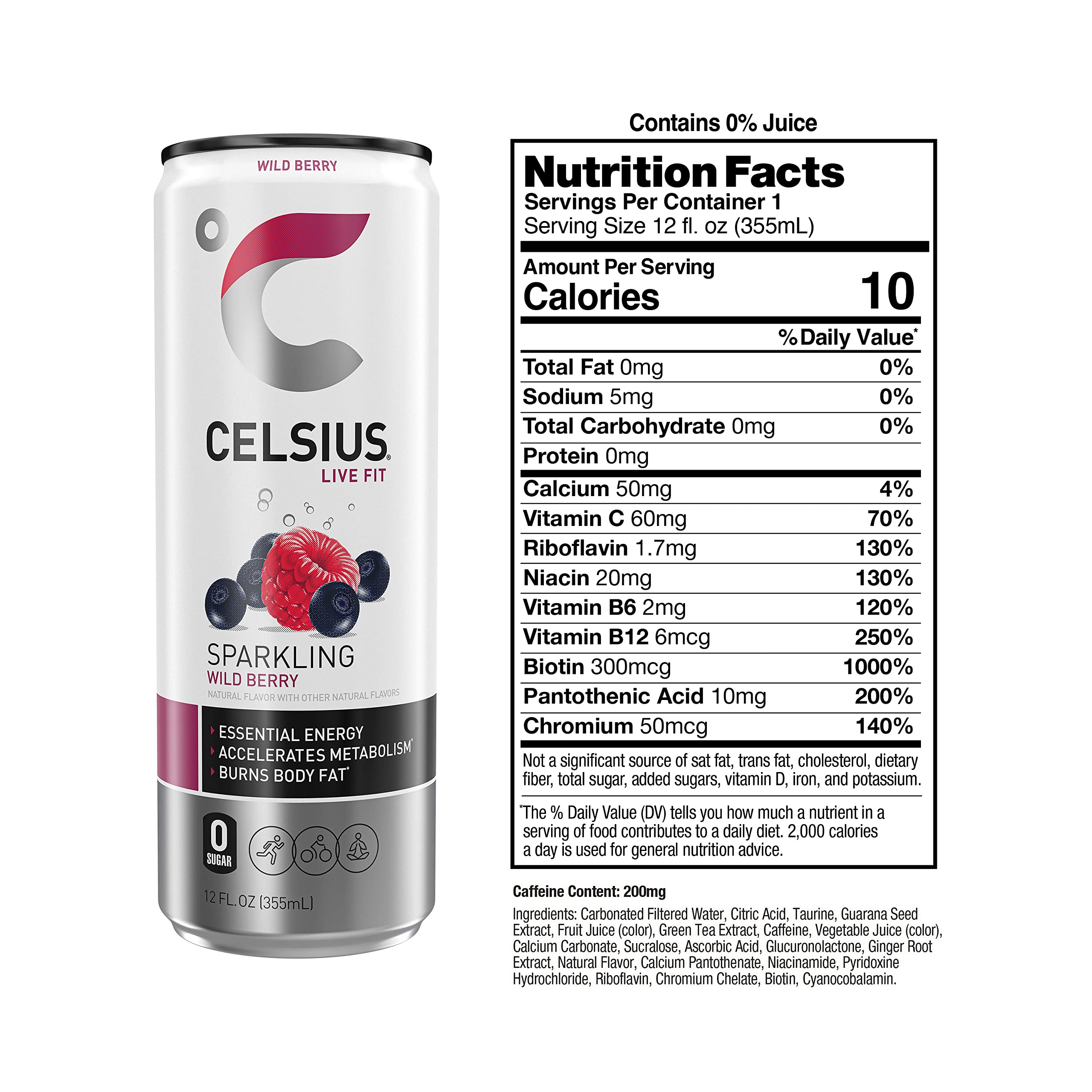 CELSIUS Sparkling Wild Berry, Functional Essential Energy Drink 12 Fl Oz (Pack of 12) CELSIUSUS supplements