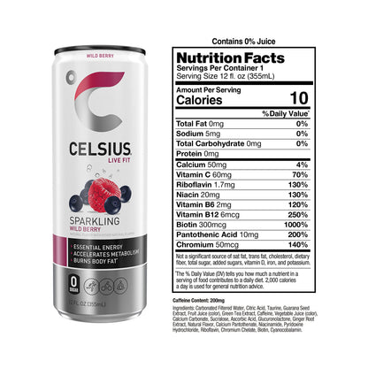 CELSIUS Sparkling Wild Berry, Functional Essential Energy Drink 12 Fl Oz (Pack of 12) CELSIUSUS supplements