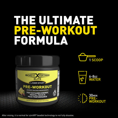 Body Fortress Elite Laser Start Pre-Workout Powder,ZümXR Caffeine for Sustained Energy Body FortressUS supplements