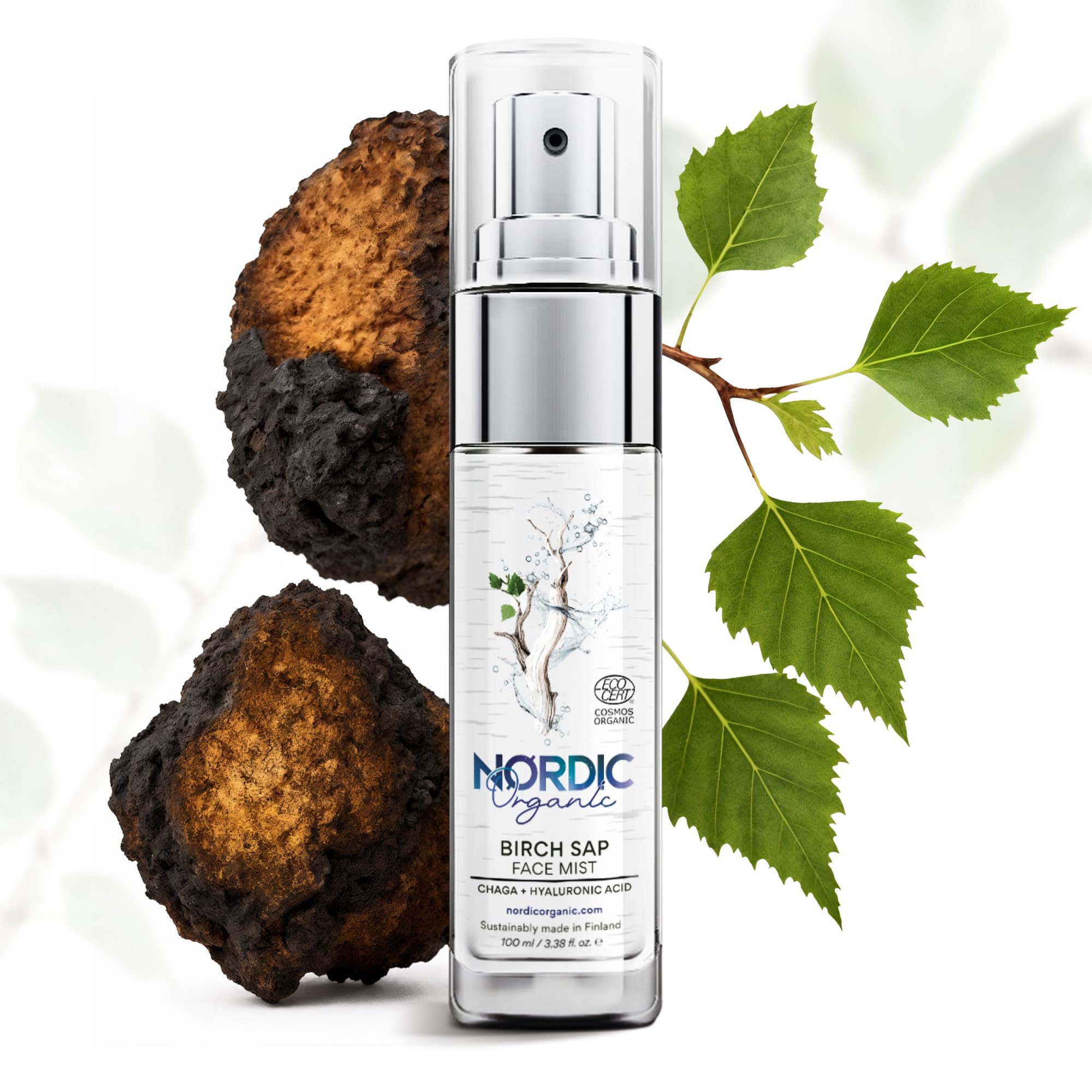 Nordic Organic Birch Sap Face Mist – COSMOS Certified Organic Formula with Hyaluronic Acid & Chaga Mushroom, Fragrance Free, Made in Finland 3.38 oz (100 ml), 1 Bottle Nordic OrganicAu supplements
