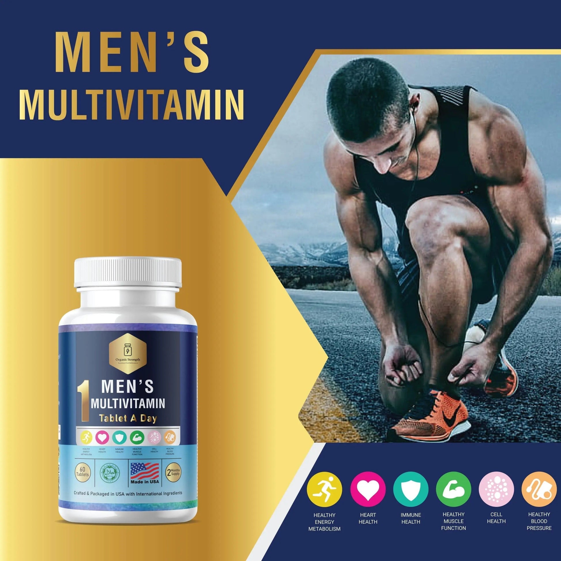 Organic Strength Daily Men's Multivitamins - Multivitamin for Men & Multimineral Supplement for Enhanced Energy Organic StrengthAu supplements