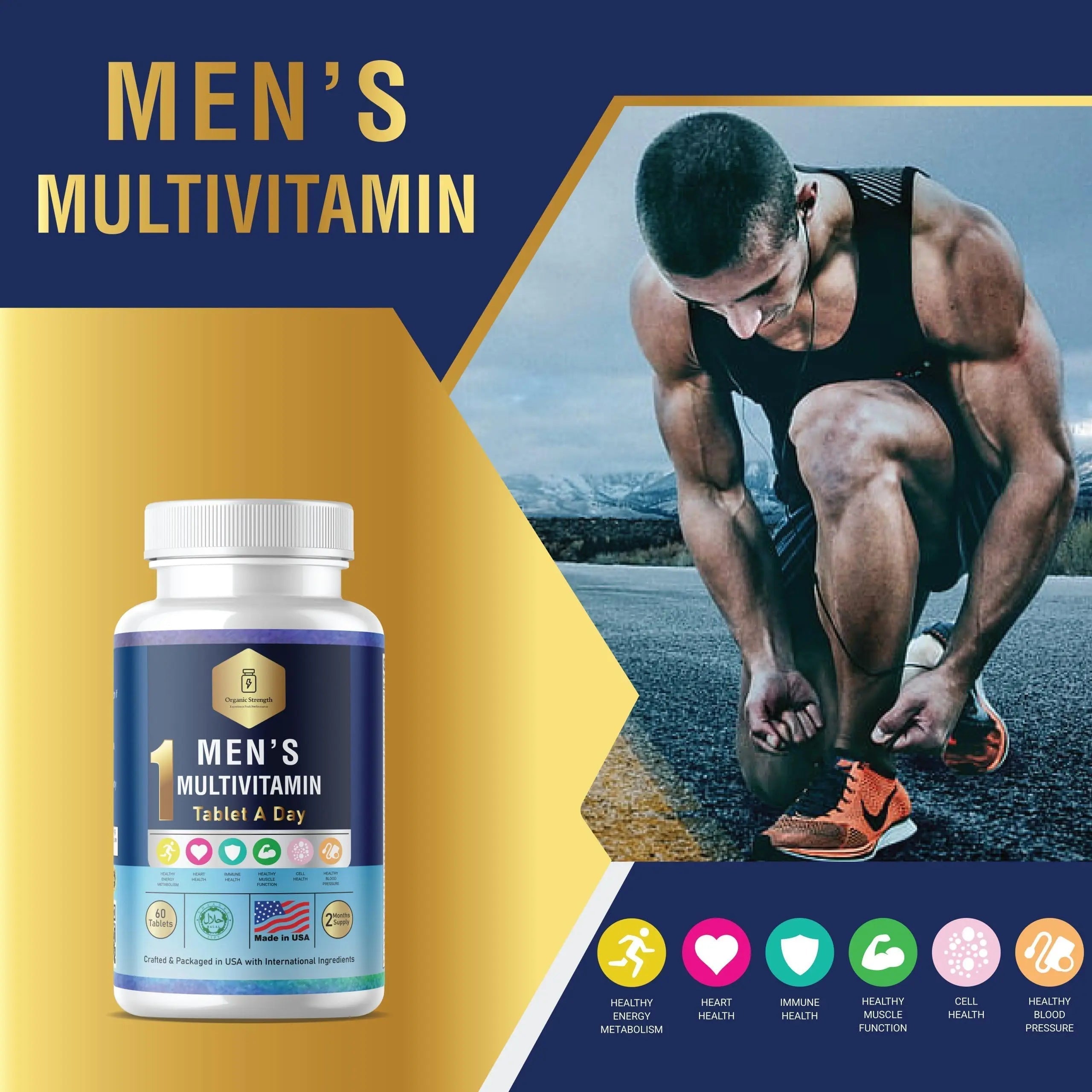 Organic Strength Daily Men's Multivitamins - Multivitamin for Men & Multimineral Supplement for Enhanced Energy Organic StrengthAu supplements
