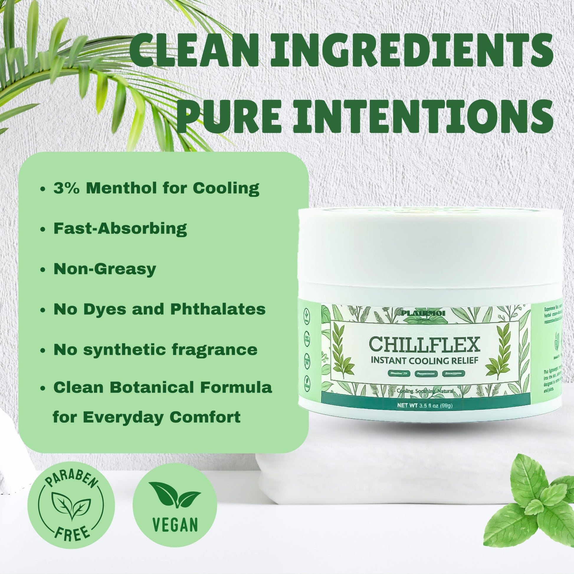 PLAIRMOI CHILLFLEX Pain Relief Gel for Muscle Aches, Joint Pain, Discomfort & Inflammation – Fast Acting, Cooling, Non-Greasy with 3% Menthol & Eucalyptus – 3.5 oz, 1-Pack PLAIRMOIAu supplements