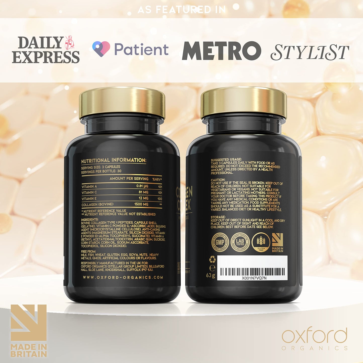 Advanced Collagen Complex | 1593mg Vitamin Boosted Complex for Glowing Hair, Skin & Nails Oxford OrganicsUS supplements