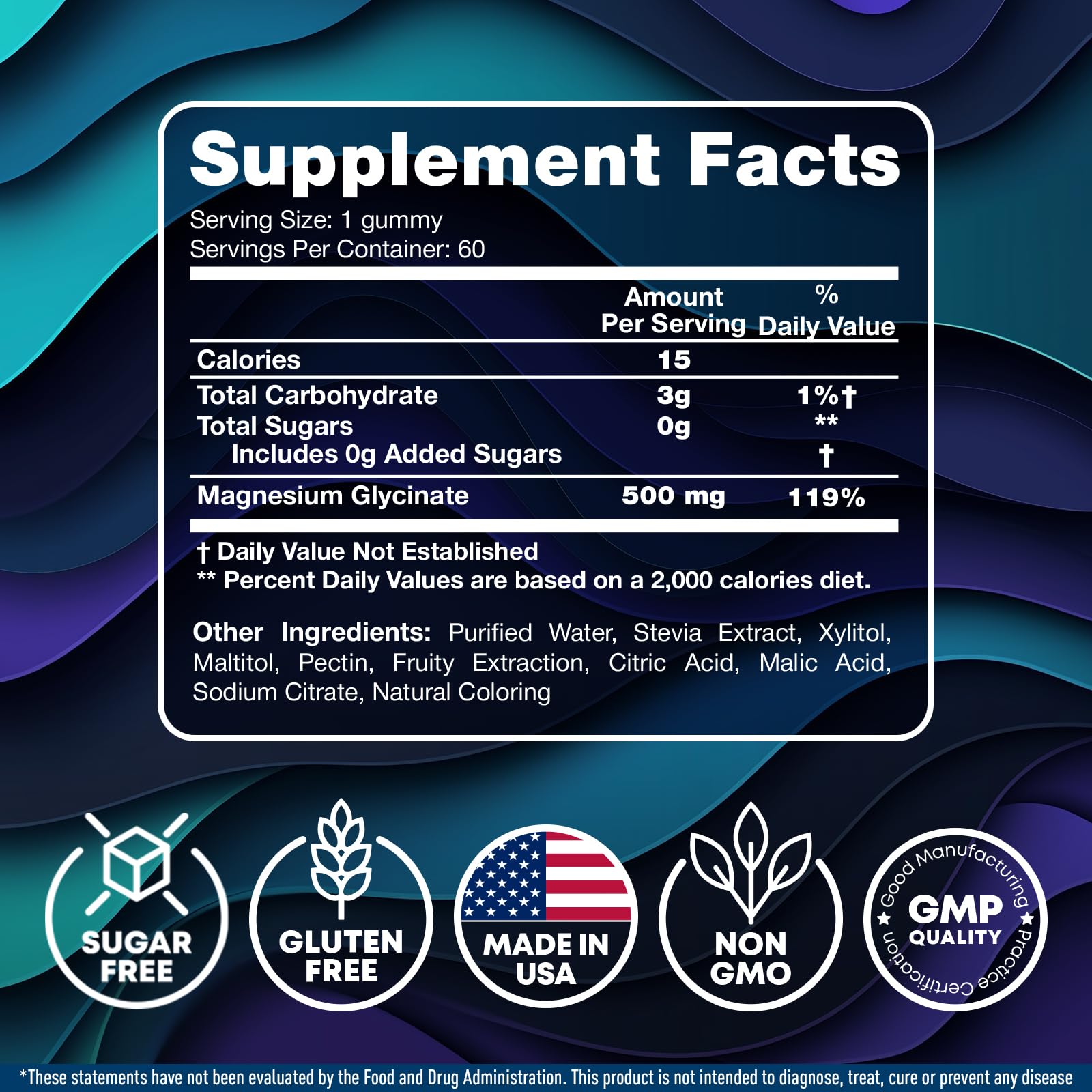 Magnesium Glycinate Gummies for Adults 500mg - Chewable Magnesium Glycinate for Kids Sleep, Glicinato De Magnesio para Mujeres, 60 Count JOYLI NutritionAu supplements