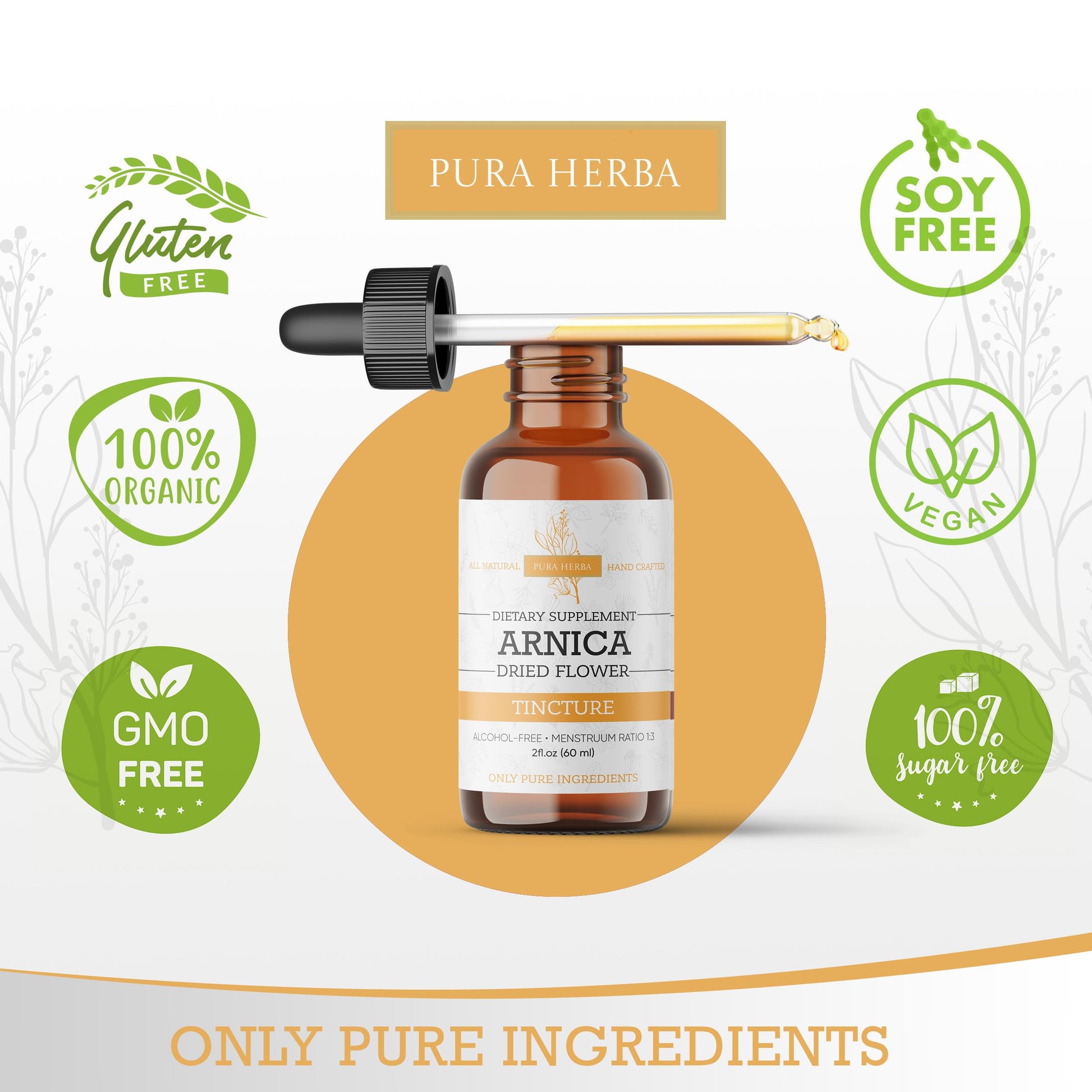 Pura Herba Arnica Liquid Extract – Alcohol-Free, Vegan, Supports Muscle Recovery & Joint Comfort, Fast-Absorbing Tincture, Made in USA – 2 Fl Oz Pura HerbaAu supplements