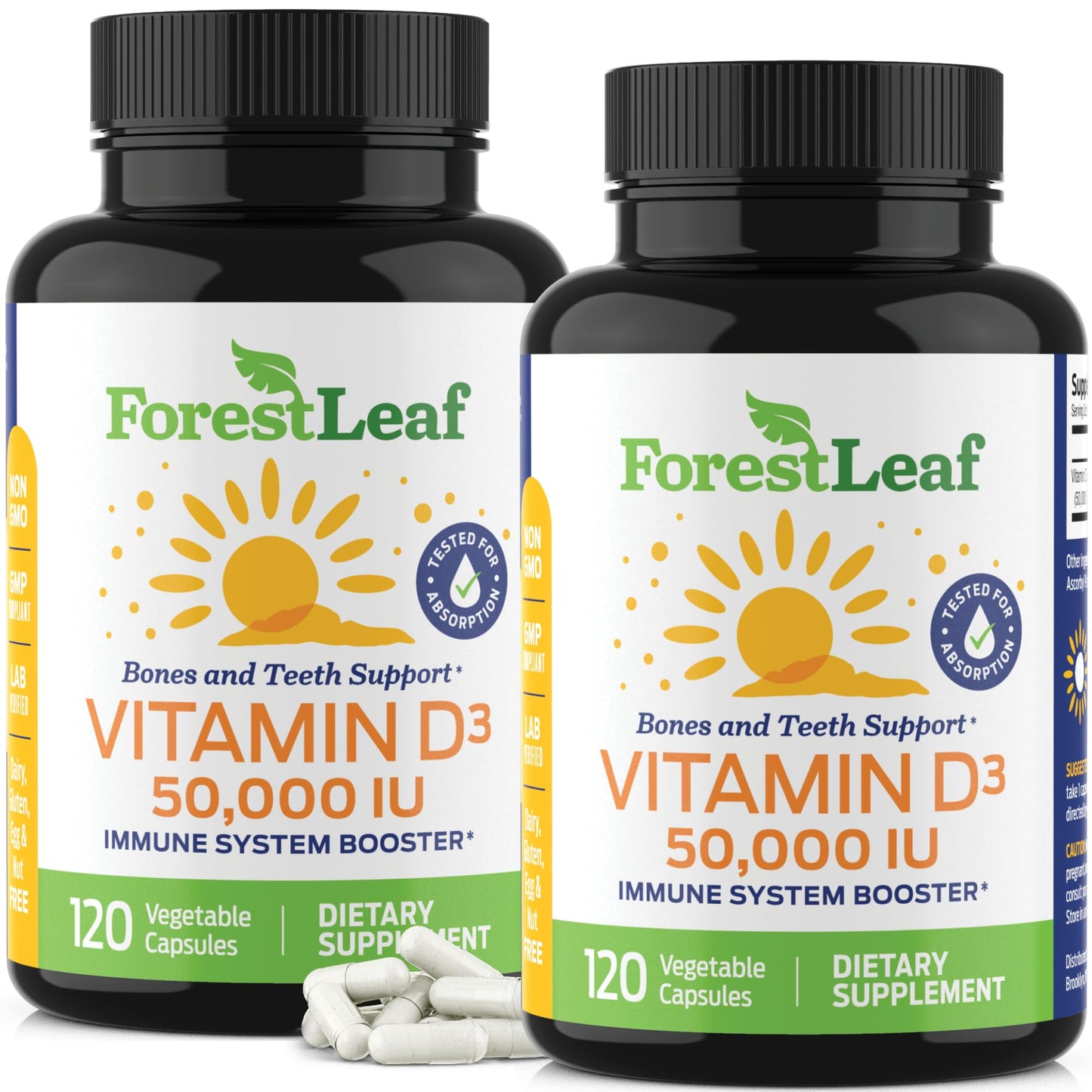 ForestLeaf - Vitamin D3 IU Weekly Supplement - (50,000 IU - 120 Count - 2 Pack) ForestLeafUS supplements