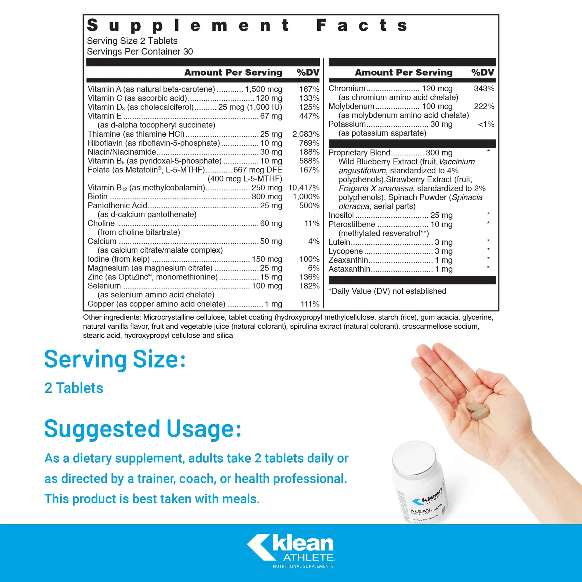 Klean Athlete Klean Multivitamin - Essential Nutrients & Antioxidants for Optimal Health - NSF Certified for Sport - 60 Tablets Klean AthleteAu supplements