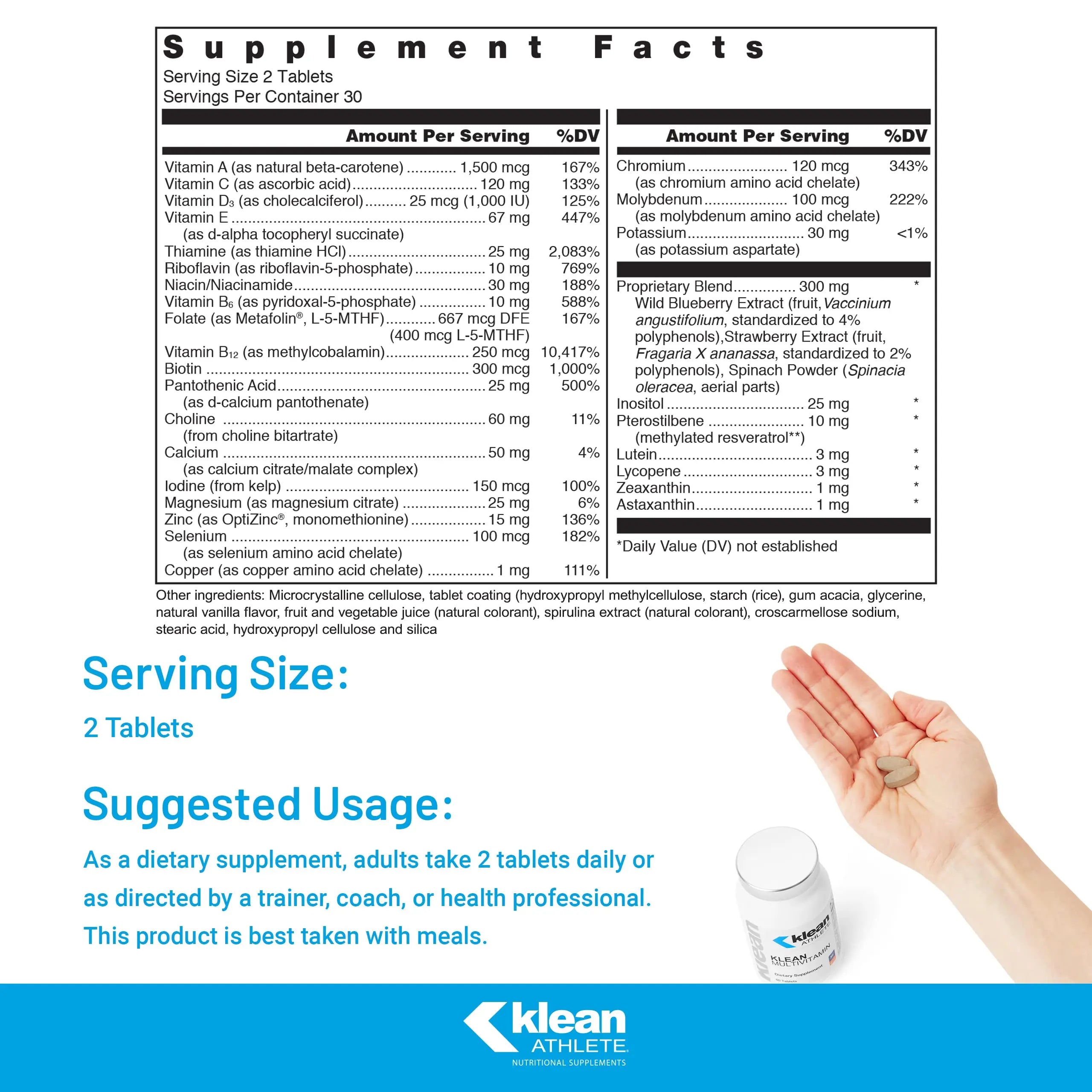Klean Athlete Klean Multivitamin - Essential Nutrients & Antioxidants for Optimal Health - NSF Certified for Sport - 60 Tablets Klean AthleteAu supplements