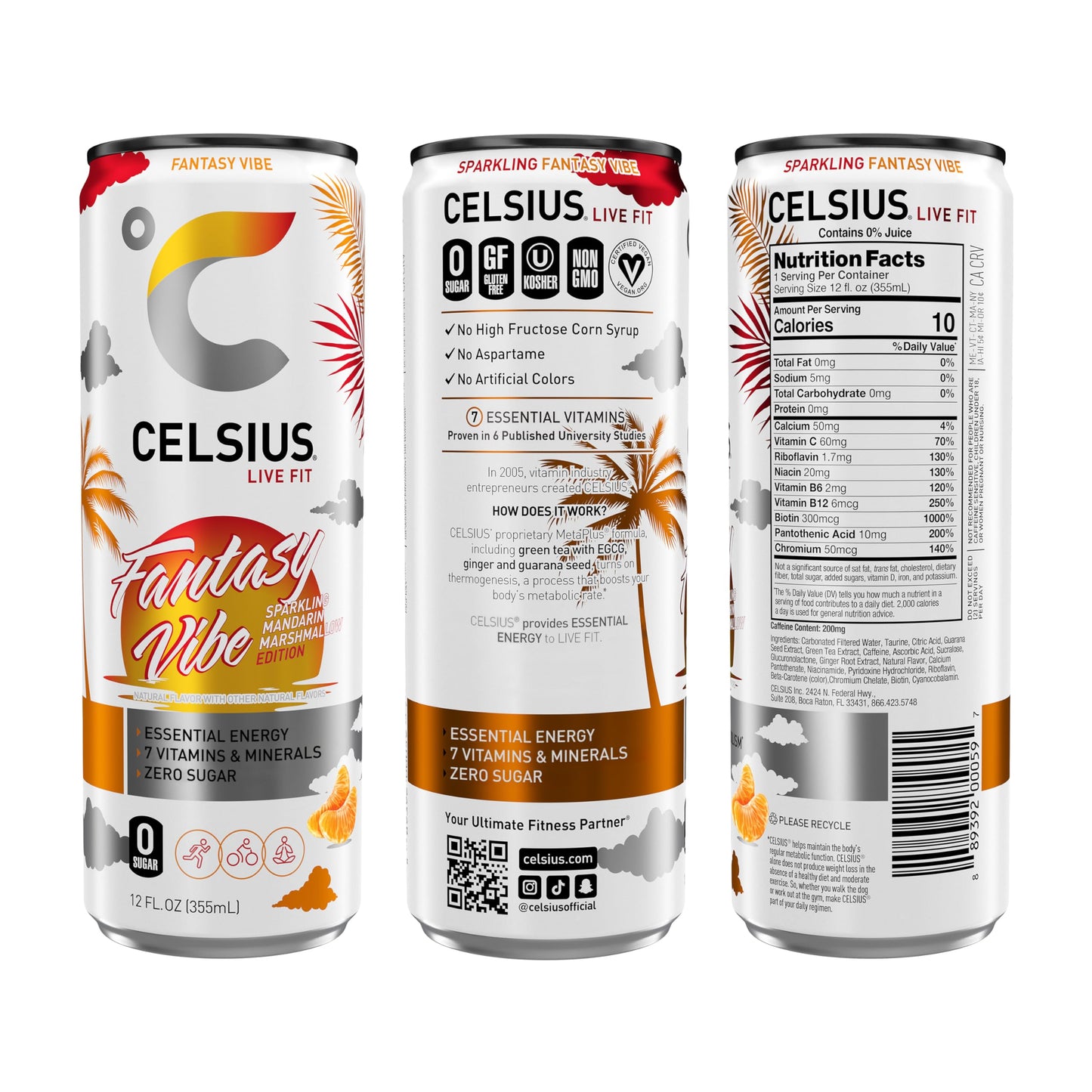 CELSIUS Sparkling Fantasy Vibe, Functional Essential Energy Drink, 12 Fl Oz (Pack of 12) CELSIUSUS supplements