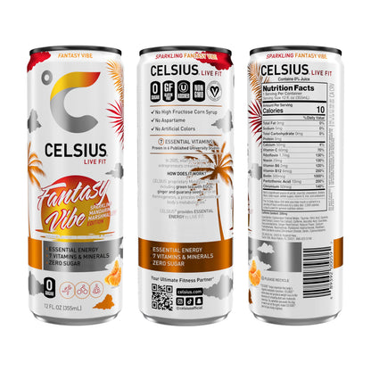 CELSIUS Sparkling Fantasy Vibe, Functional Essential Energy Drink, 12 Fl Oz (Pack of 12) CELSIUSUS supplements