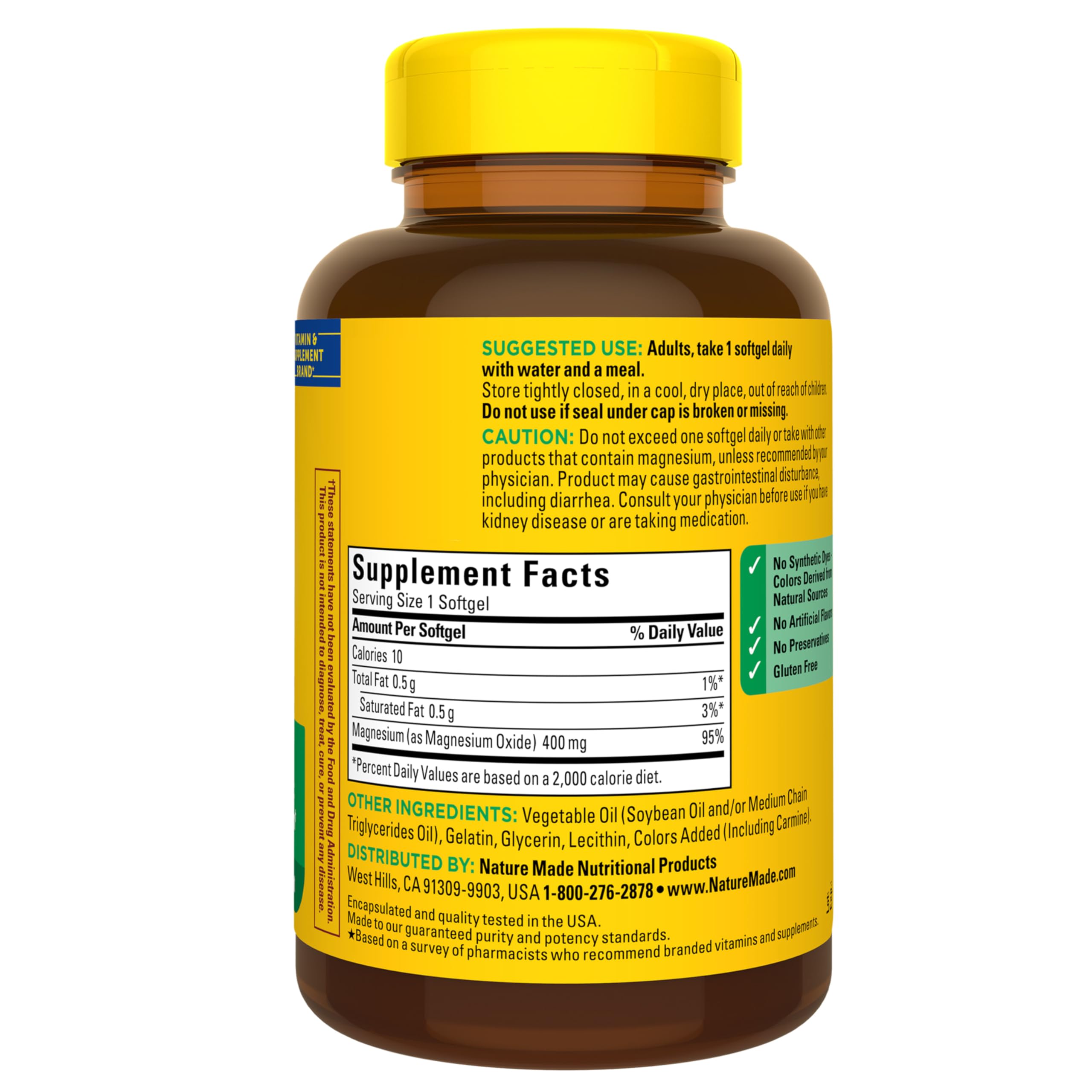 Nature Made Magnesium Oxide 400 mg Softgels, Extra Strength Magnesium Supplements for Men and Women, Support for Muscle, Nerve, Bone and Heart, 110 Day Supply Nature MadeAu supplements