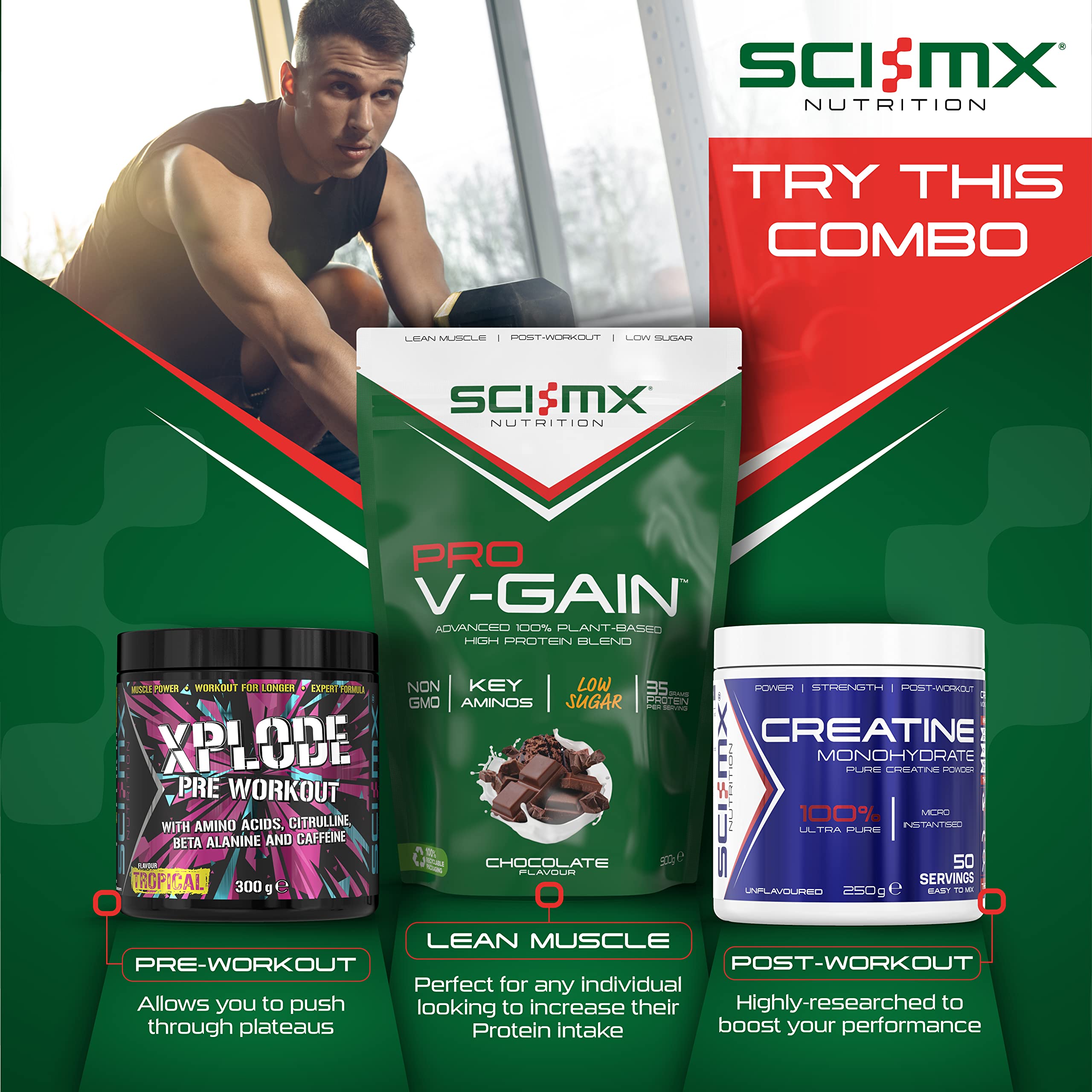 SCI-MX Pro V Gain 100% Plant Based Vegan Protein Formula With No Added Sugar - Chocolate Flavour - 900g - 20 SERVINGS SCI-MXAu supplements