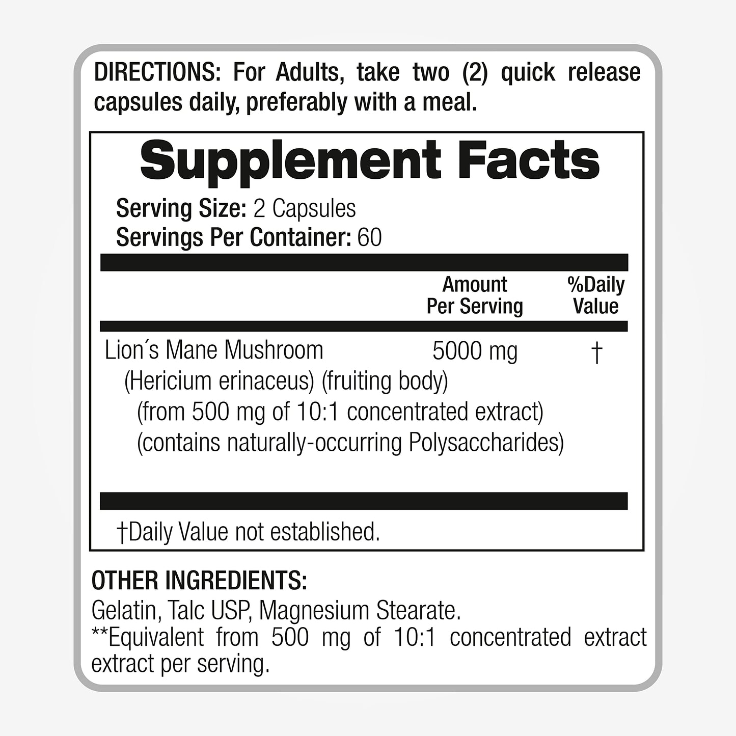 Lab | Lions Mane | 5000 mg per Serving | 120 Capsules | lions mane supplement | lions mane FITO MEDIC'SUS supplements