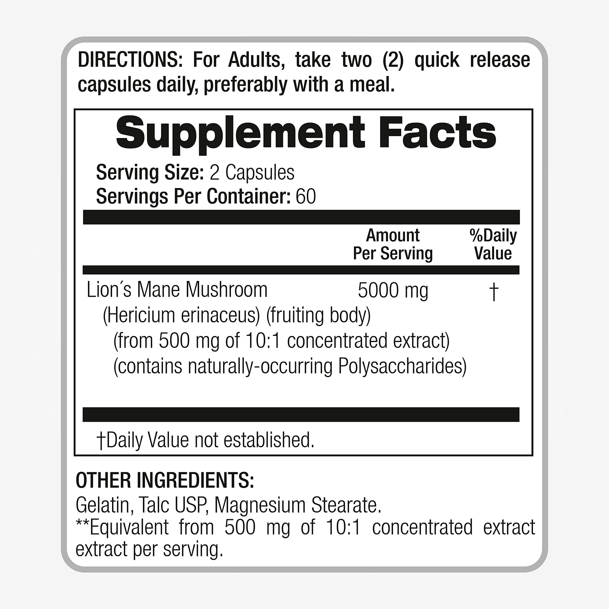Lab | Lions Mane | 5000 mg per Serving | 120 Capsules | lions mane supplement | lions mane FITO MEDIC'SAu supplements
