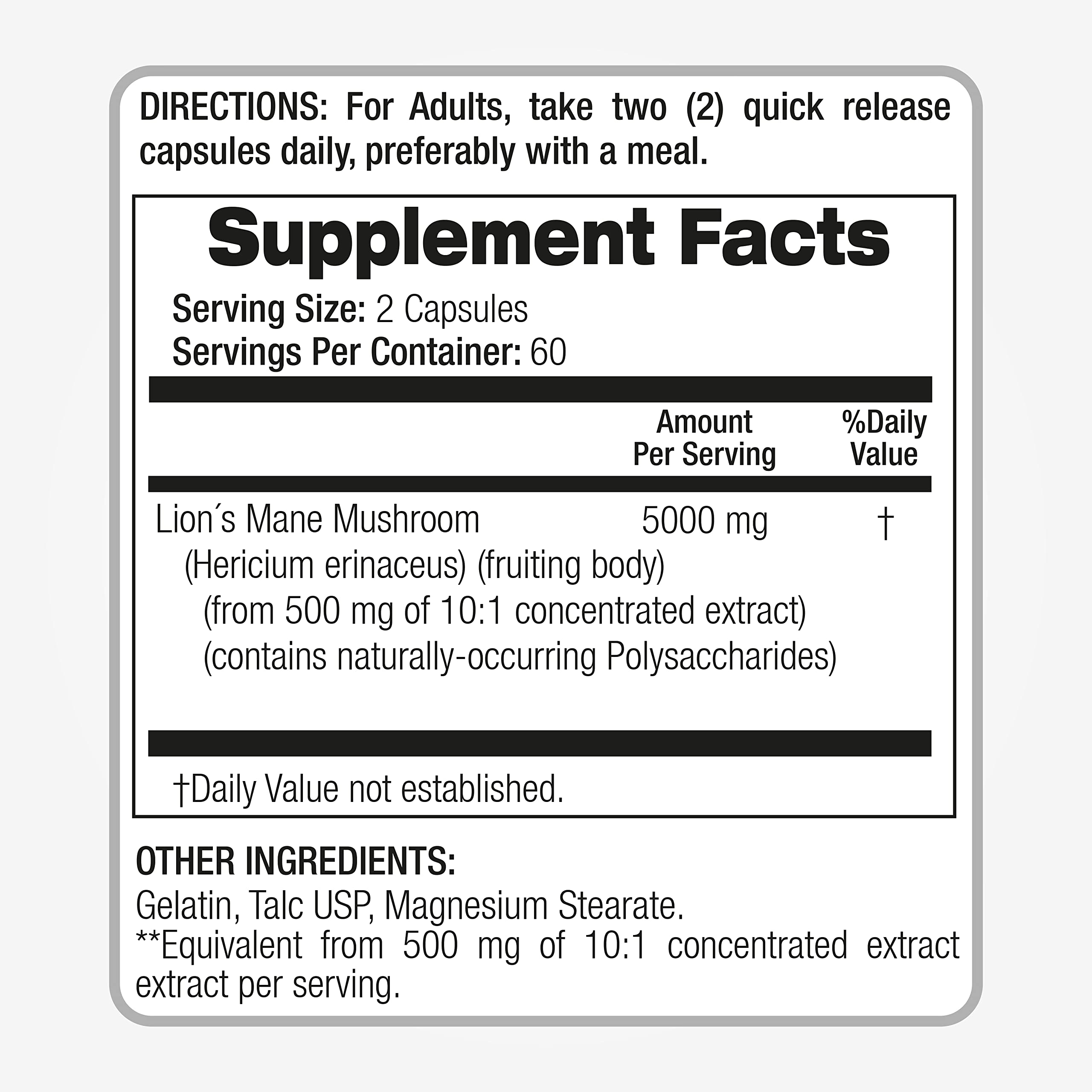 Lab | Lions Mane | 5000 mg per Serving | 120 Capsules | lions mane supplement | lions mane FITO MEDIC'SAu supplements