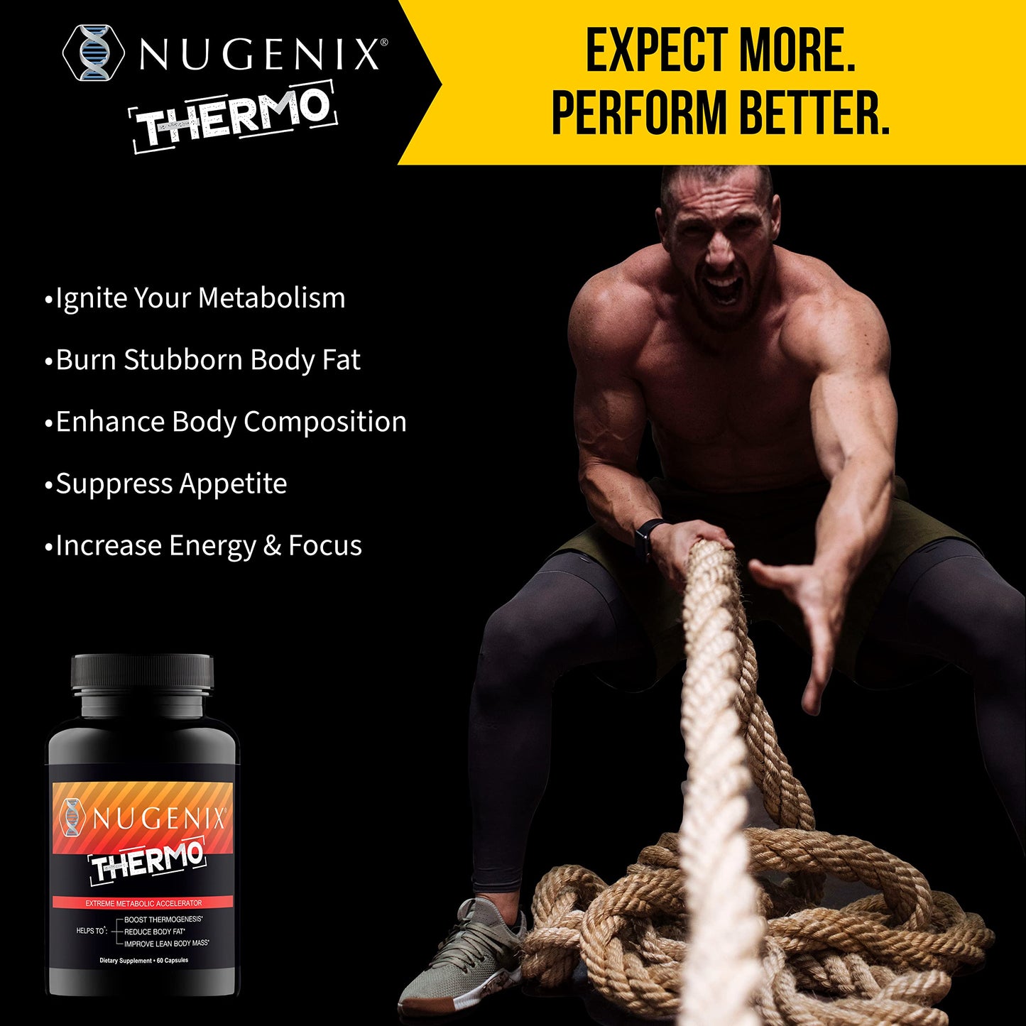 Nugenix Thermo - Thermogenic Fat Supplement Pills for Men, Extreme Metabolic Accelerator, 60 Count NugenixUS supplements