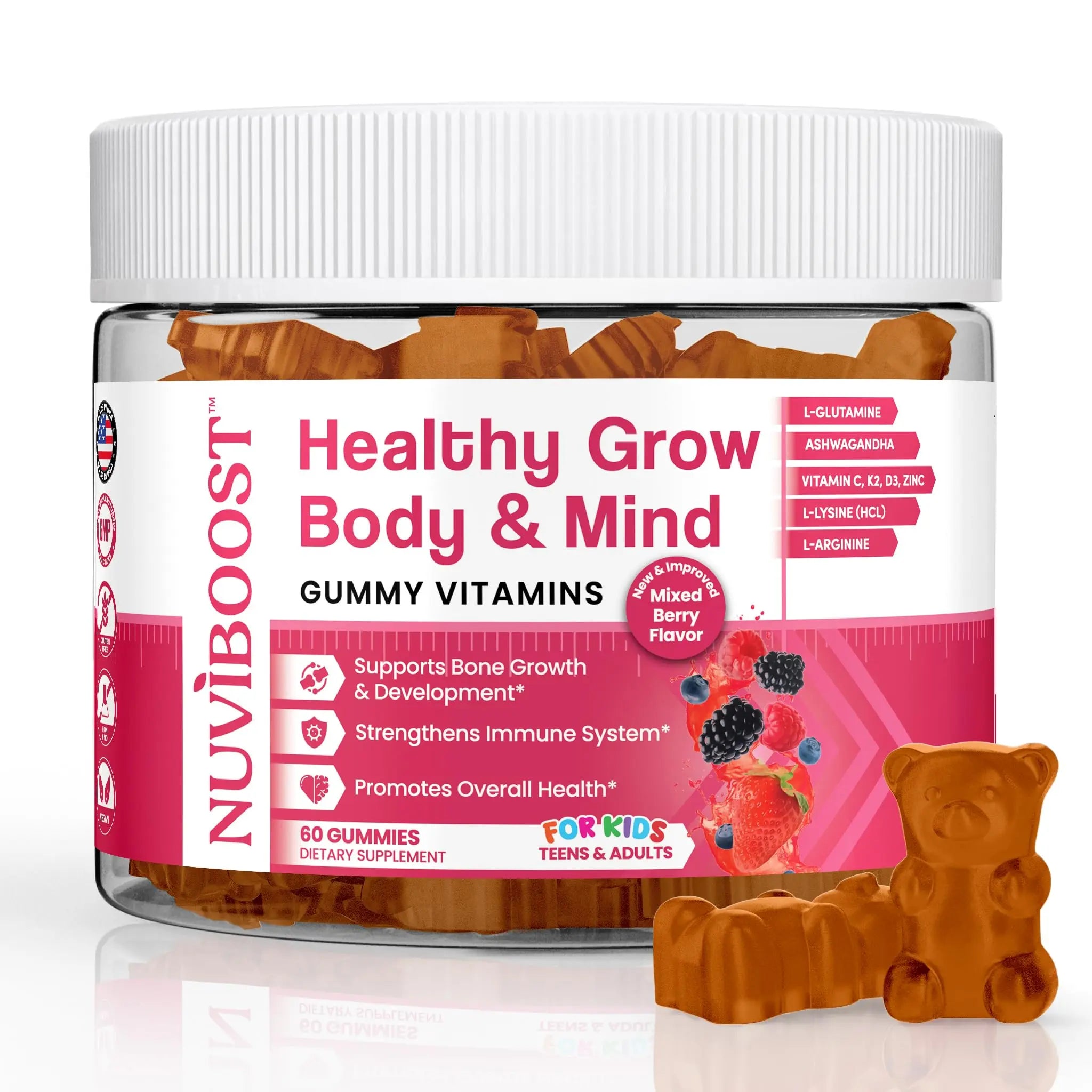 NUVIBOOST Healthy Grow Height Growth Gummies Rich in Calcium, Vitamins C, D3, K2, L-Arginine, Ashwagandha, and Others NUVIBOOSTAu supplements