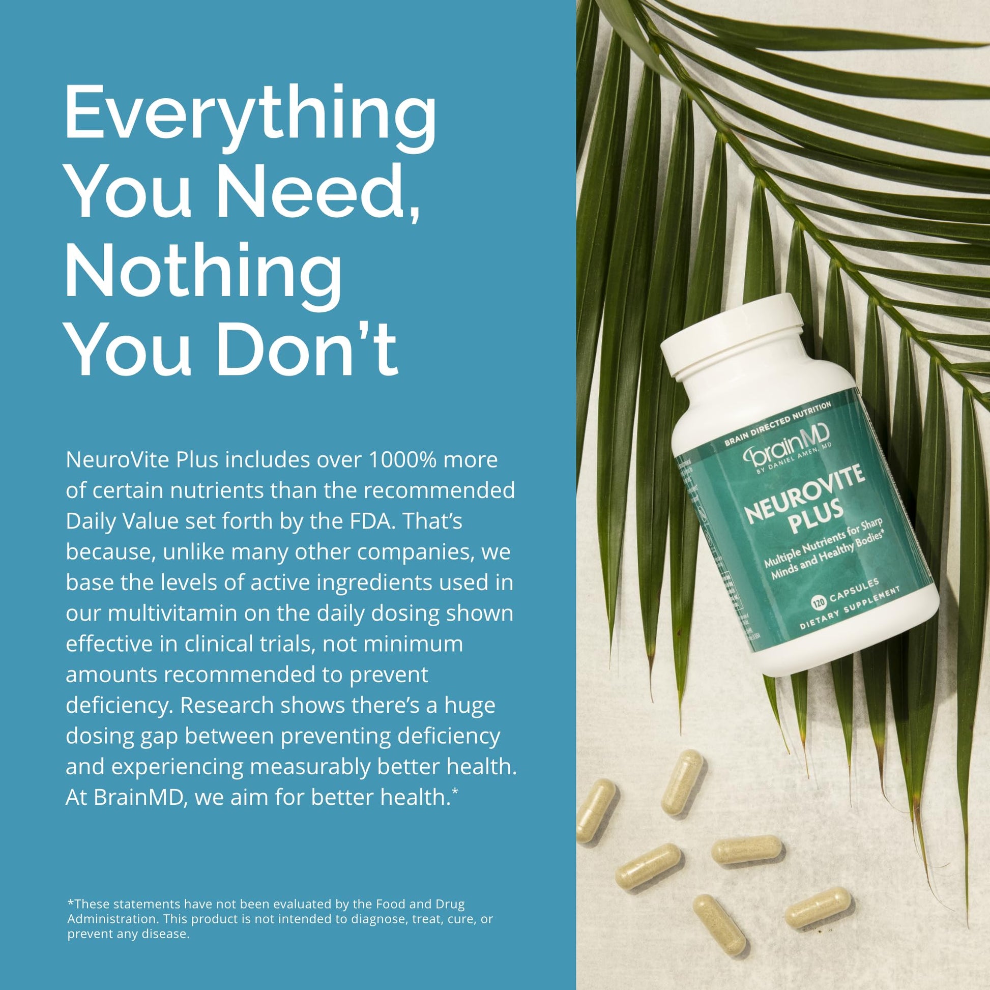 BRAINMD Dr Amen NeuroVite Plus - 120 Capsules - Multivitamin & Mineral Supplement, Enhanced with Phytonutrients, Enzymes & Whole Foods - Gluten Free - 30 Servings BRAINMDAu supplements