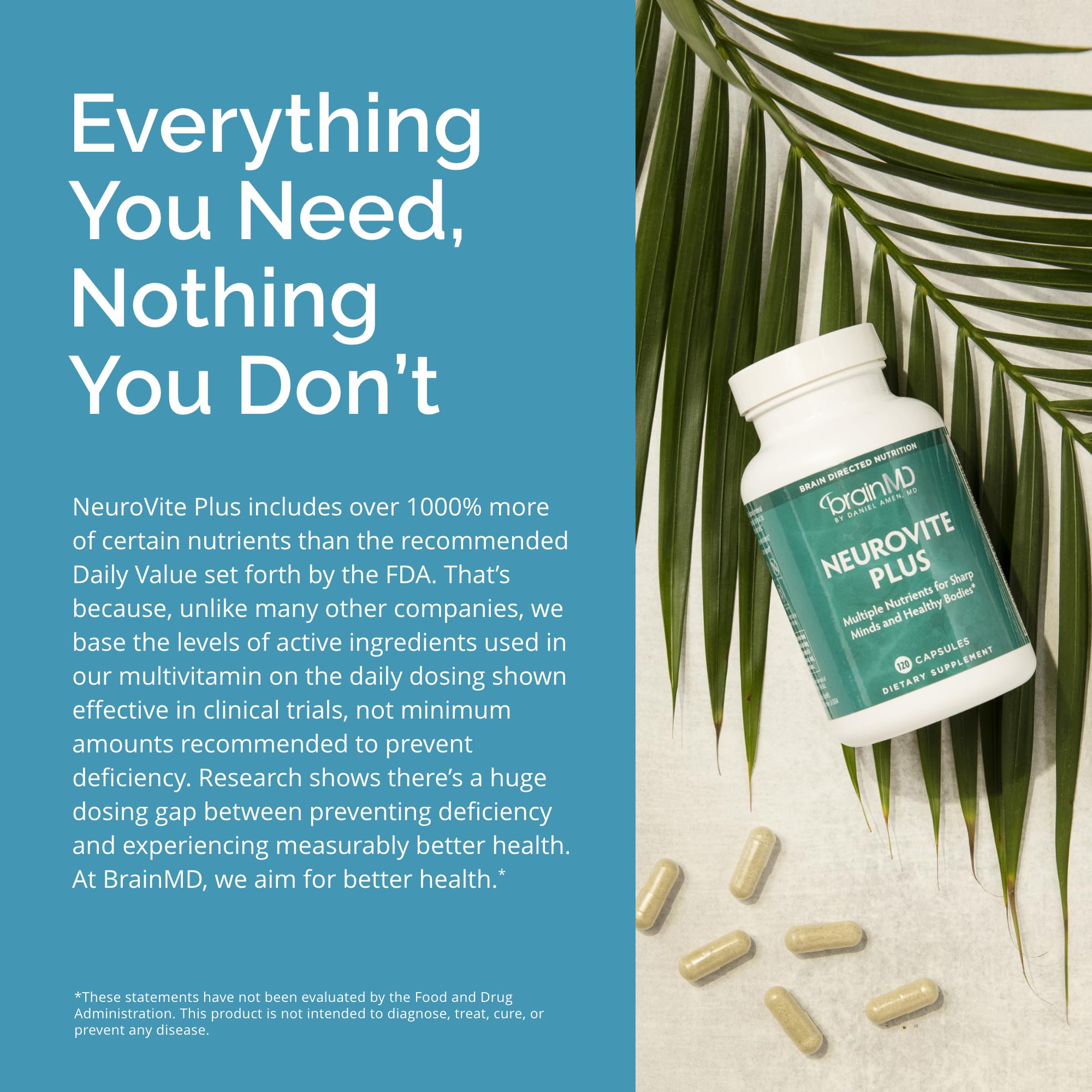 BRAINMD Dr Amen NeuroVite Plus - 120 Capsules - Multivitamin & Mineral Supplement, Enhanced with Phytonutrients, Enzymes & Whole Foods - Gluten Free - 30 Servings BRAINMDAu supplements