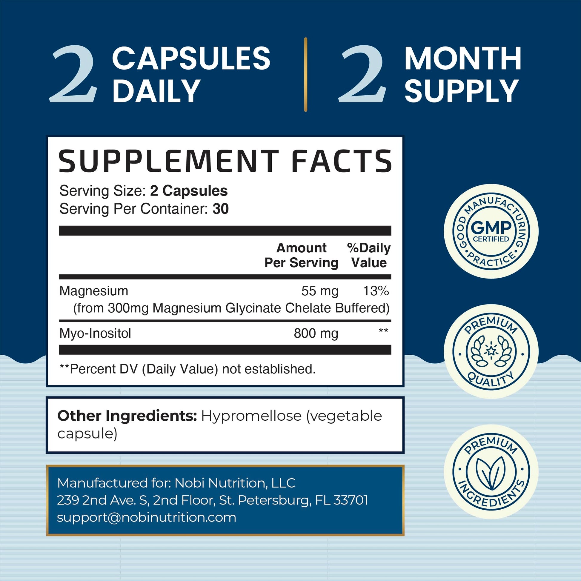 Complete Sleep Support | Myo Inositol + Magnesium Glycinate | Restful Sleep & Relaxation Support | 1100MG Complex | Melatonin-Free, Non-GMO | Inositol Supplement with Magnesium-Glycinate | 60 Ct Nobi NutritionAu supplements