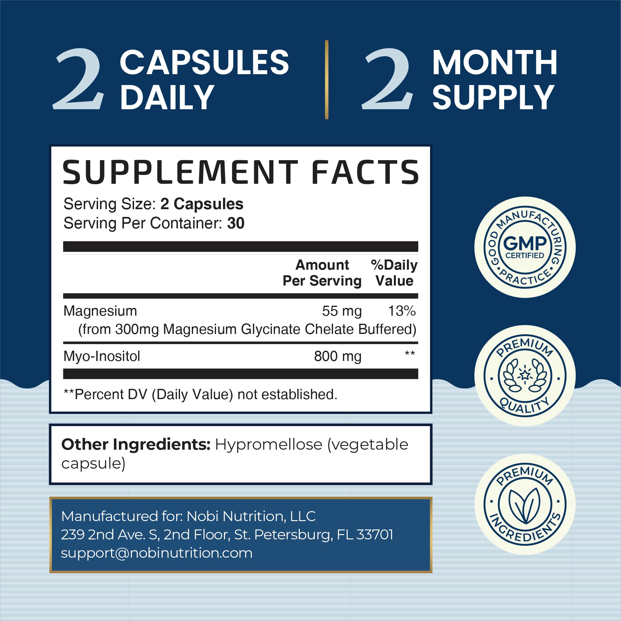 Complete Sleep Support | Myo Inositol + Magnesium Glycinate | Restful Sleep & Relaxation Support | 1100MG Complex | Melatonin-Free, Non-GMO | Inositol Supplement with Magnesium-Glycinate | 60 Ct Nobi NutritionAu supplements