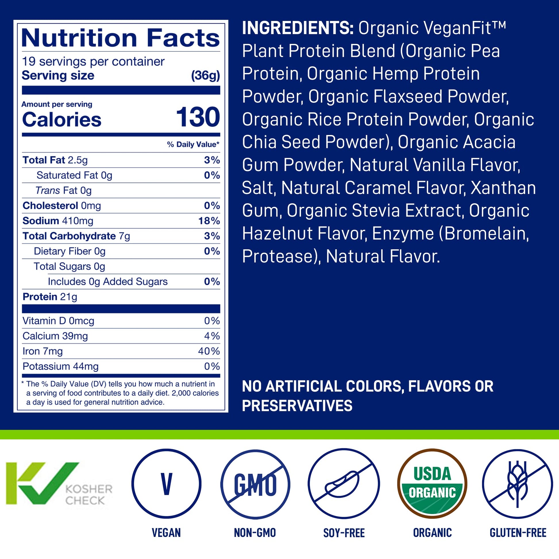 LeanFit Organic Plant-Based Protein, Natural Vanilla Flavor, 21g Vegan Protein, 19 Servings LeanFitUS supplements