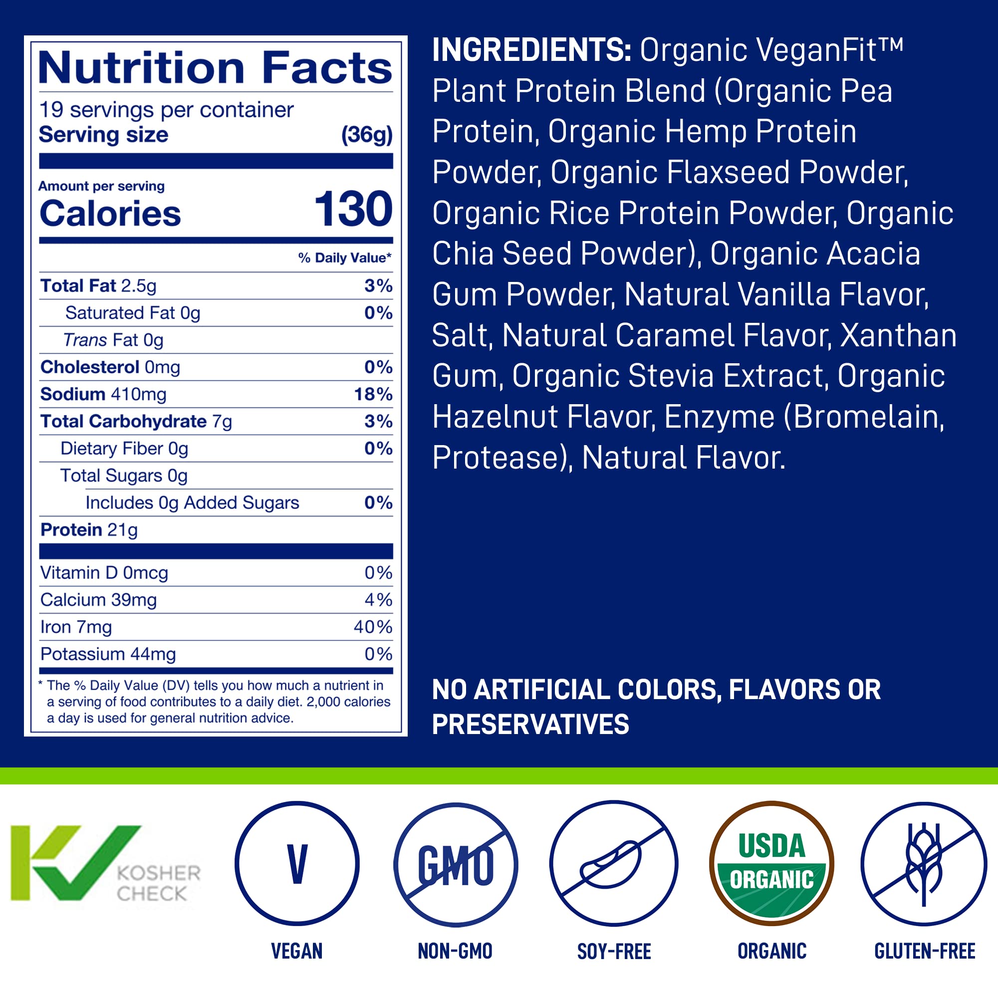 LeanFit Organic Plant-Based Protein, Natural Vanilla Flavor, 21g Vegan Protein, 19 Servings LeanFitUS supplements