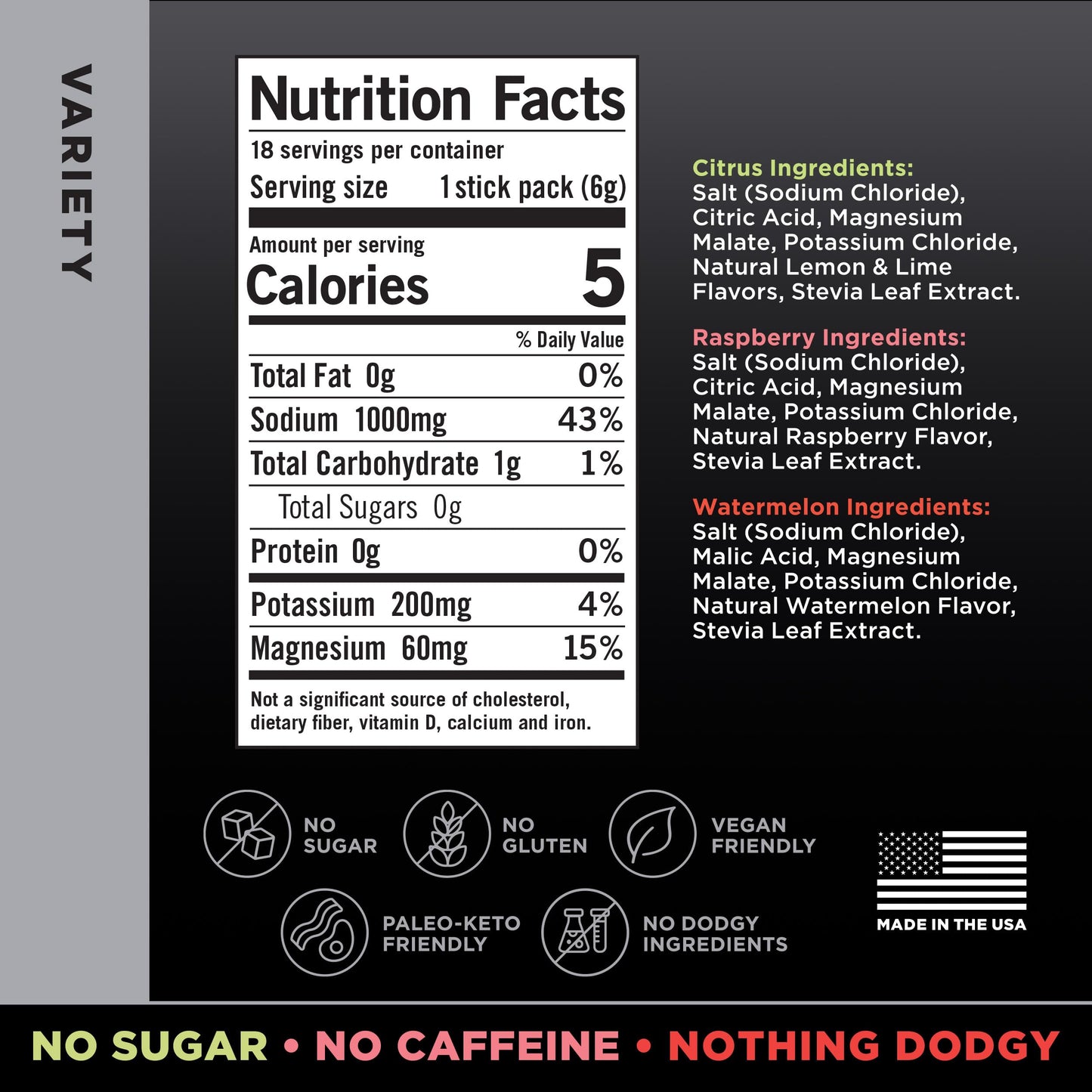 LMNT Zero Sugar Electrolytes - Variety Pack Bundle | Drink Mix | 18-Count Drink LMNTUS supplements
