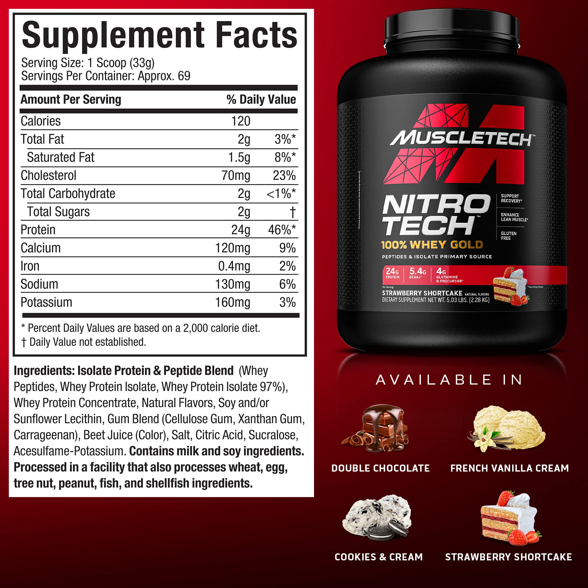 Whey Protein Powder MuscleTech Nitro-Tech Whey Gold Protein Powder Whey Protein MuscleTechUS supplements
