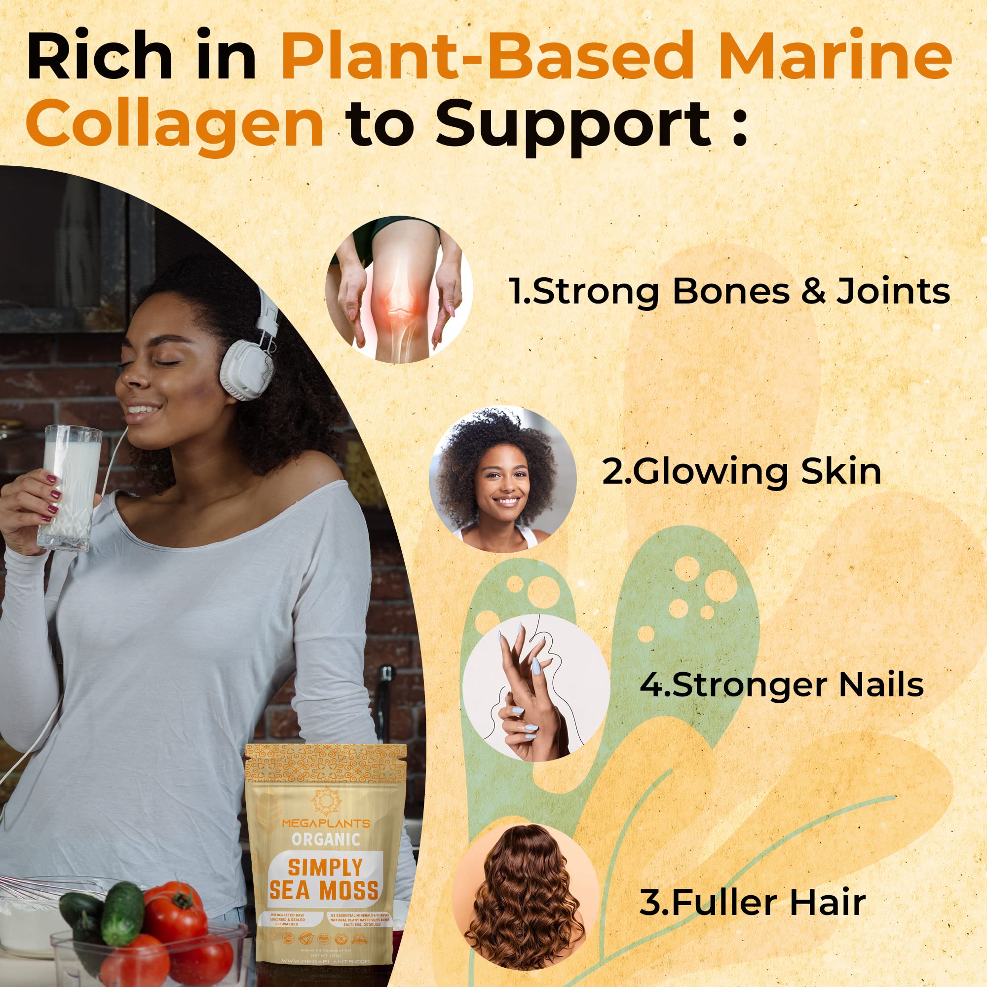 MEGAPLANTS Organic Sea Moss | Makes 228 Servings of Seamoss Gel | Pre-Washed MEGAPLANTSUS supplements