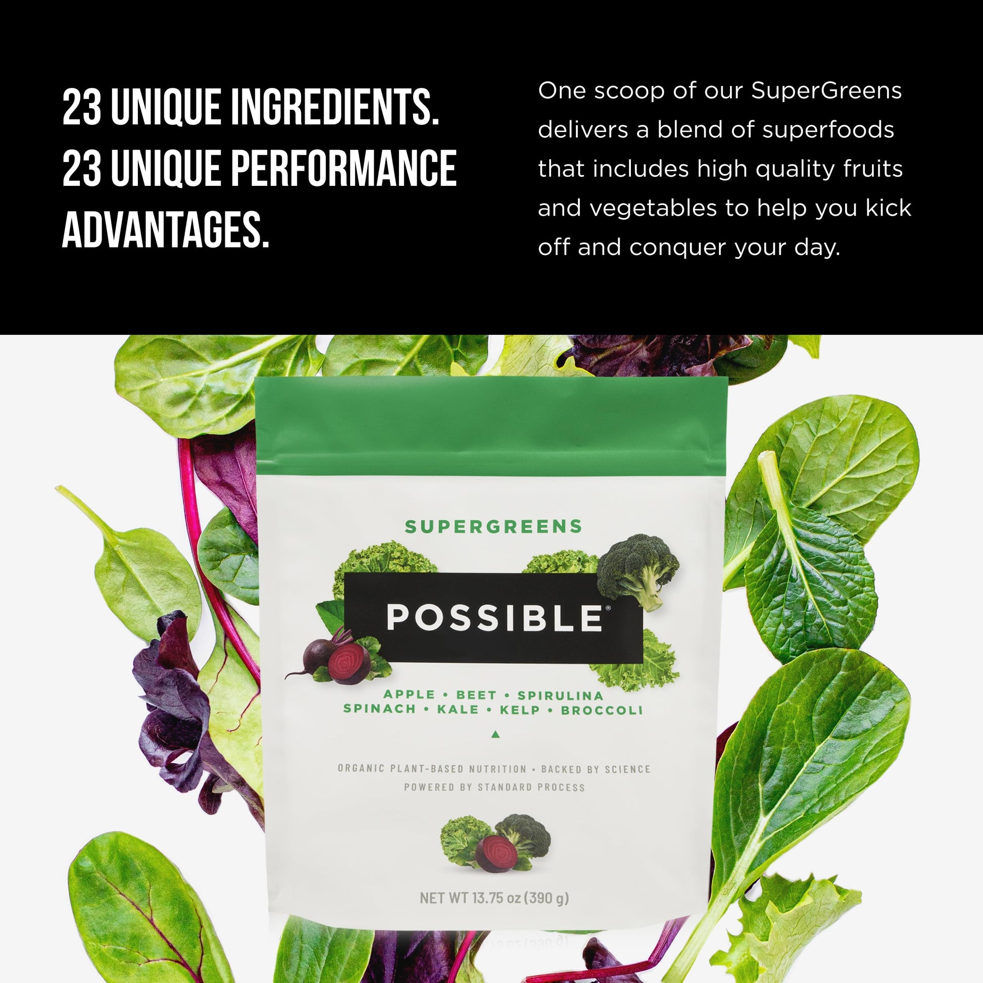 Possible SuperGreens - Potent Superfoods Blend - Plant-Based Antioxidant Support - Greens Powder Supplement & Drink Mix - Non-GMO, Vegan & Gluten-Free - SuperGreens (30 Servings) PossibleAu supplements