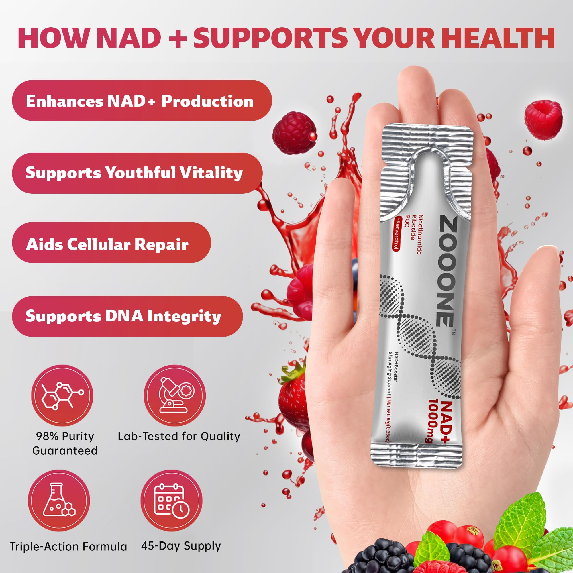 zooone- NAD+ Supplement 30pcs, Premium Nicotinamide Riboside & Resveratrol, DNA Repair & Healthy Aging， Advanced NAD Supplement for Men & Women, Boosts Cellular Energy. zoooneAu supplements