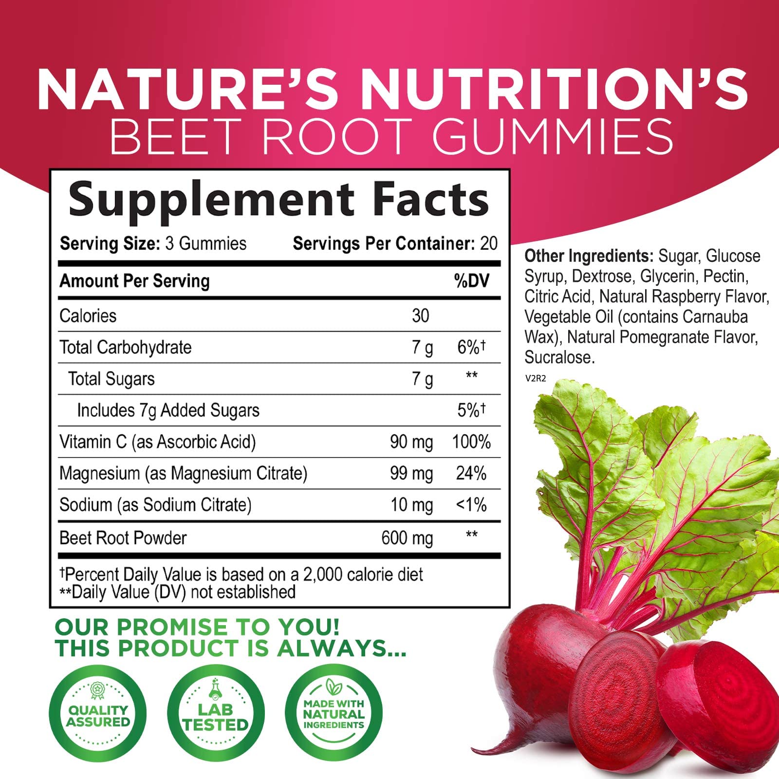 Nature's Nutrition Beet Gummies with Beetroot - Energy & Heart Health Support Nature's NutritionAu supplements
