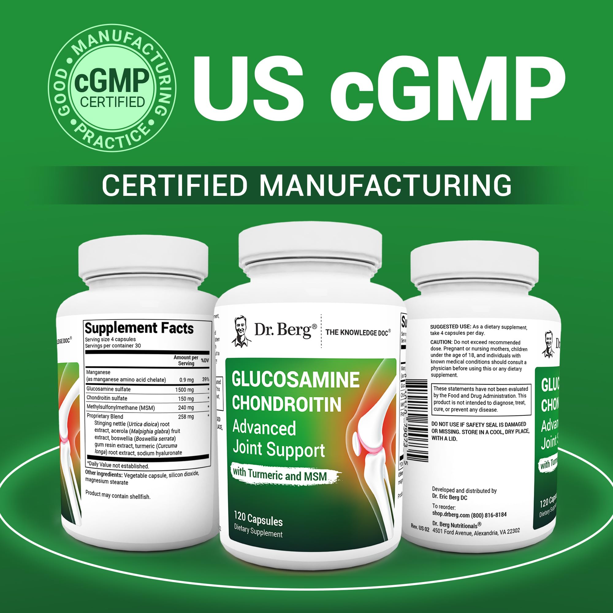 Dr. Berg Glucosamine Chondroitin MSM Turmeric & Boswellia - Advanced Joint Support Supplement with 1500 mg Glucosamine Sulfate - Includes 120 Capsules Dr. Berg NutritionalsAu supplements