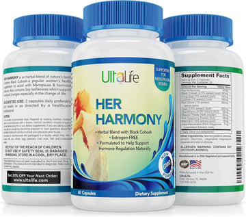 UltaLife Her Harmony Menopause Supplements for Women - Hot Flashes Menopause Relief & Hormone Balance for Women - Contains Black Cohosh, Dong Quai, Red Clover & More - Estrogen Free - 120 Capsules ULTALIFEAu supplements