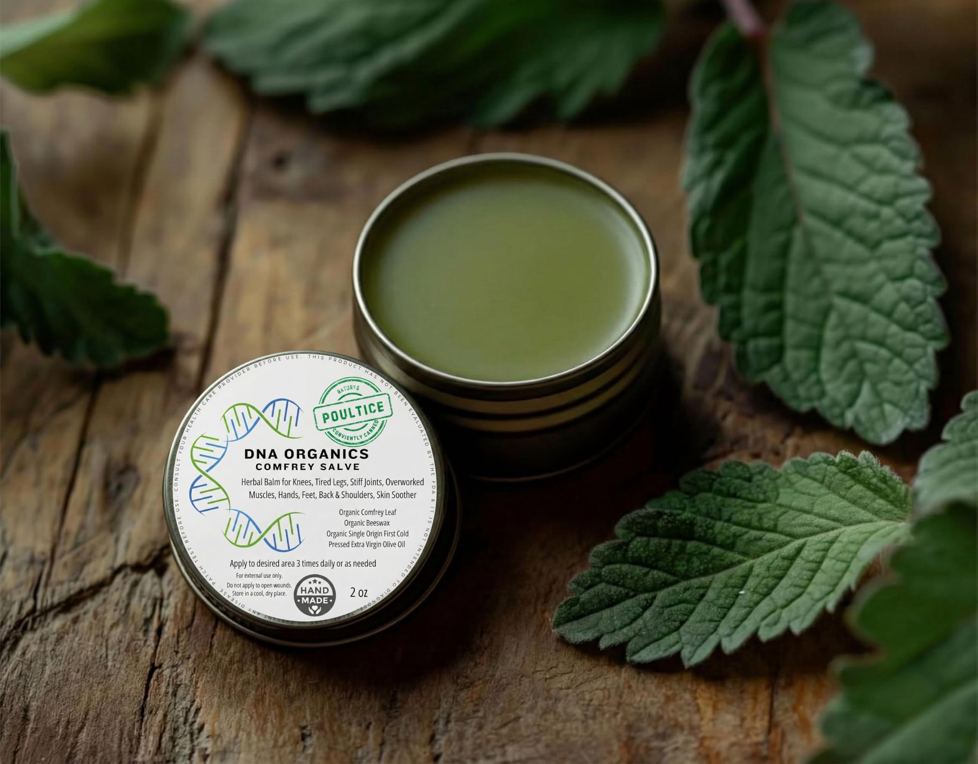 DNA Organics Comfrey Salve Ointment 2oz – Organic Herbal Salve for Bones, Muscles, Joints, Knees, Skin & Tattoo Care. Herbal Balm for Soothing Relief. Handcrafted, Slow-Infused, No Chemical Fillers Wild CastleAu supplements