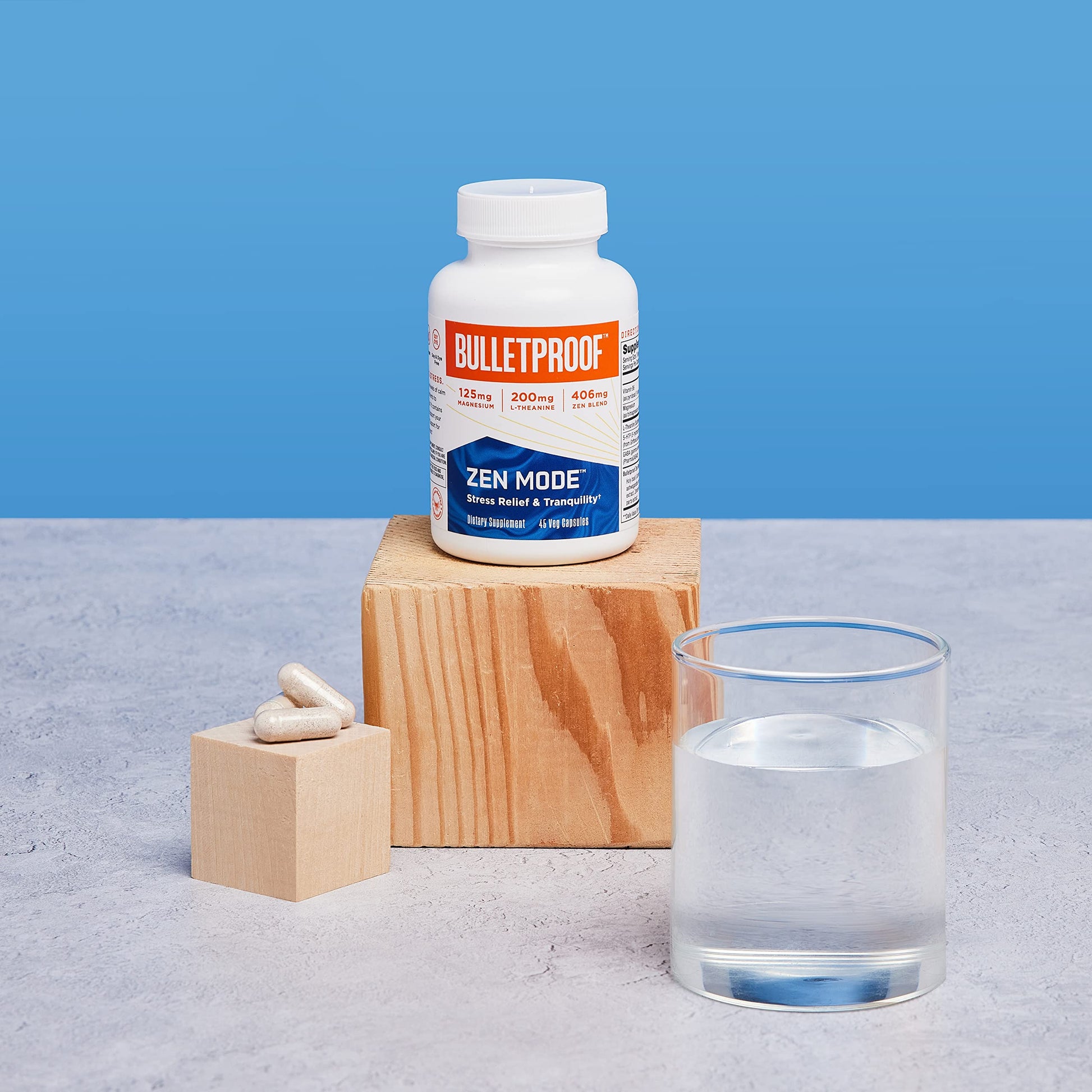 Bulletproof Zen Mode Stress Relief and Tranquility Capsules, 45 Count, Supplement for Calm and Relaxation BulletproofAu supplements
