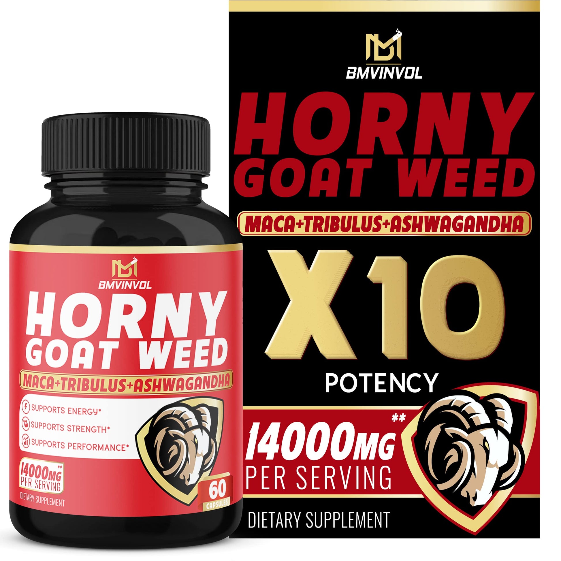 BMVINVOL Horny Goat Weed Capsules, Boost Energy,14000mg Herbal BMVINVOLUS supplements