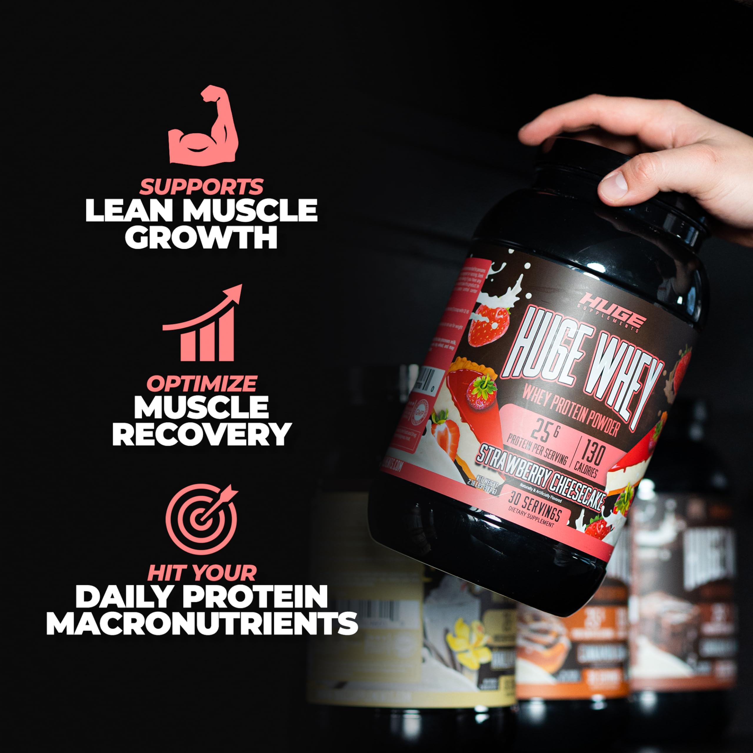 Huge Supplements, Whey Protein Concentrate Powder, Clinically Dosed Formula, 25g Huge SupplementsUS supplements