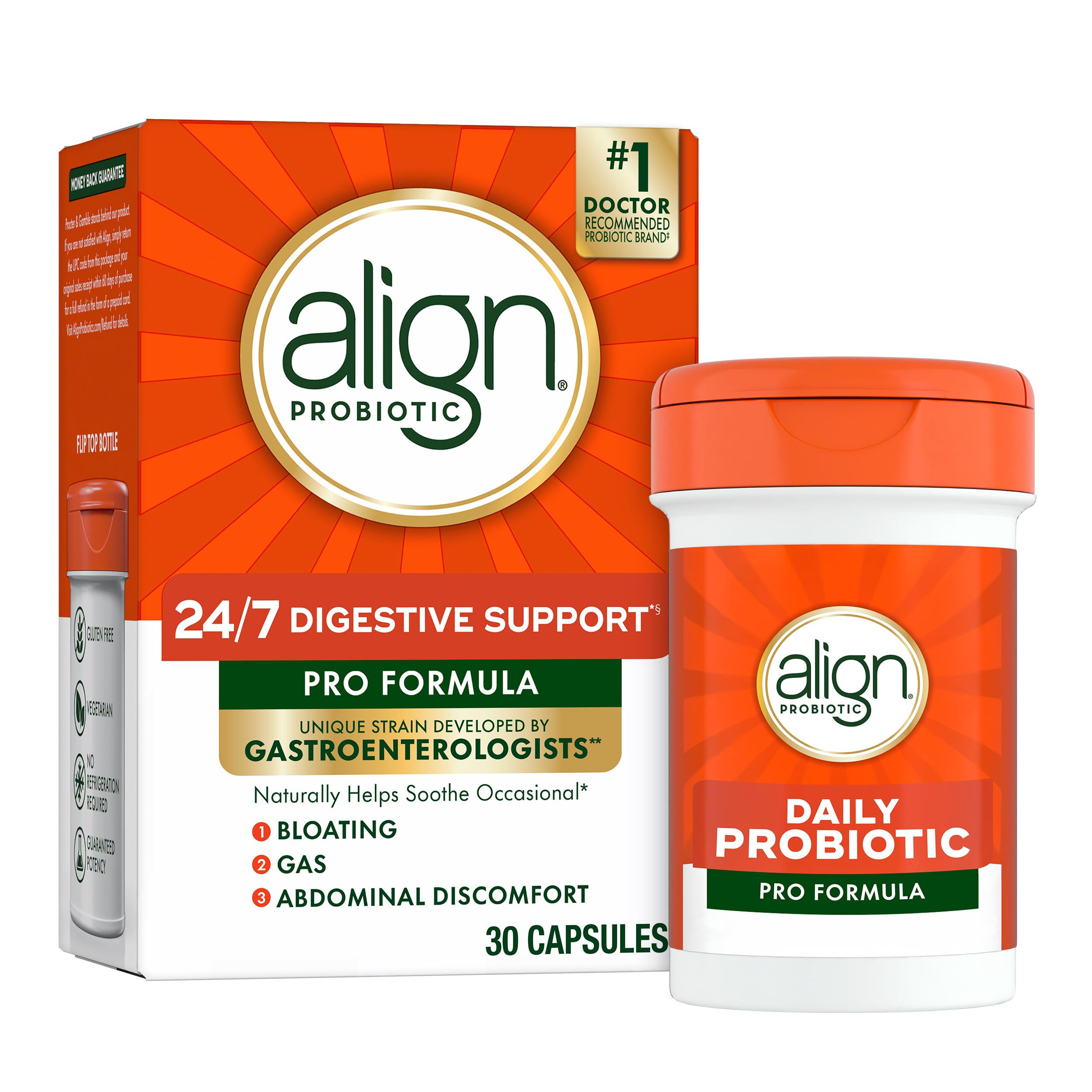 Align Probiotic, Pro Formula, Probiotics for Women and Men, Probiotics for Digestive Health, Men and Womens Probiotic Capsules Help Relieve Occasional Bloating & Gas*, 30 Capsules AlignAu supplements