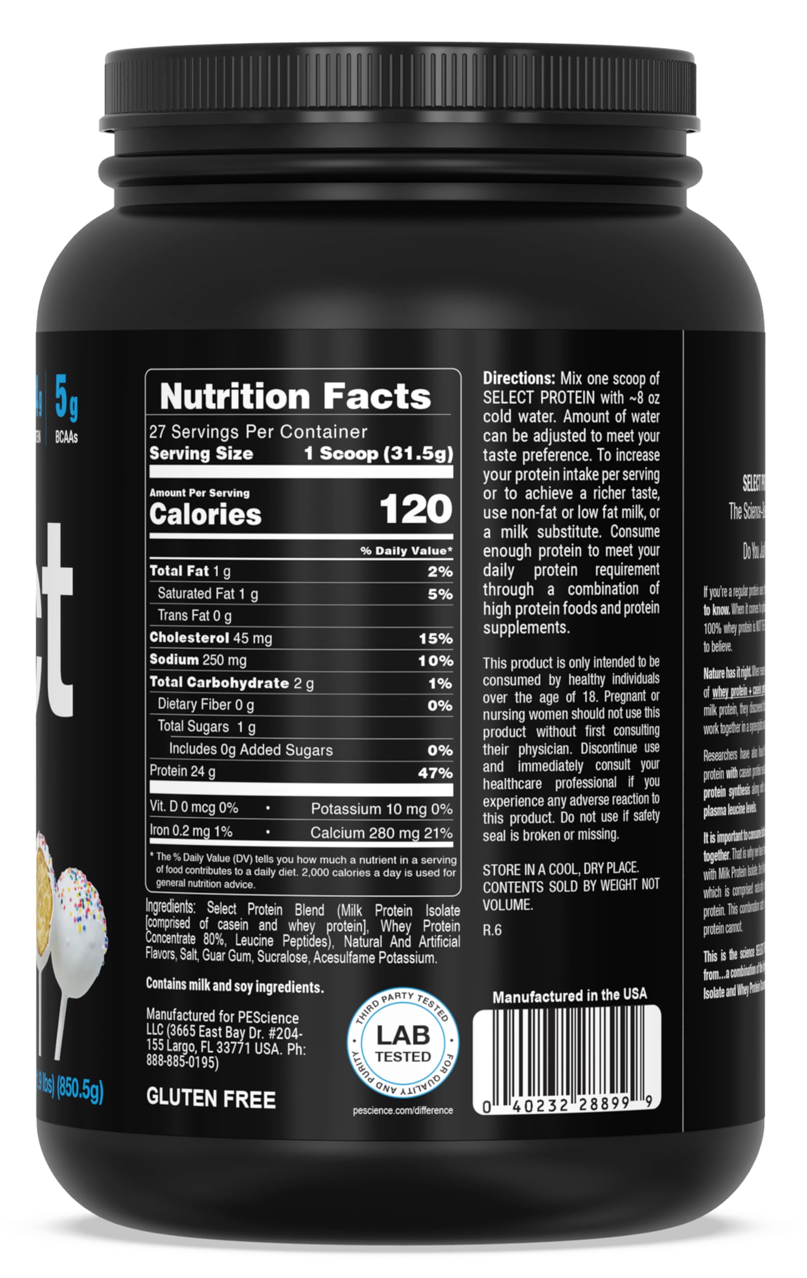 PEScience Select Low Carb Protein Powder, Cake Pop, 27 Serving, Keto Friendly PEScienceUS supplements