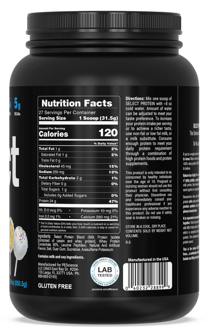 PEScience Select Low Carb Protein Powder, Cake Pop, 27 Serving, Keto Friendly PEScienceUS supplements