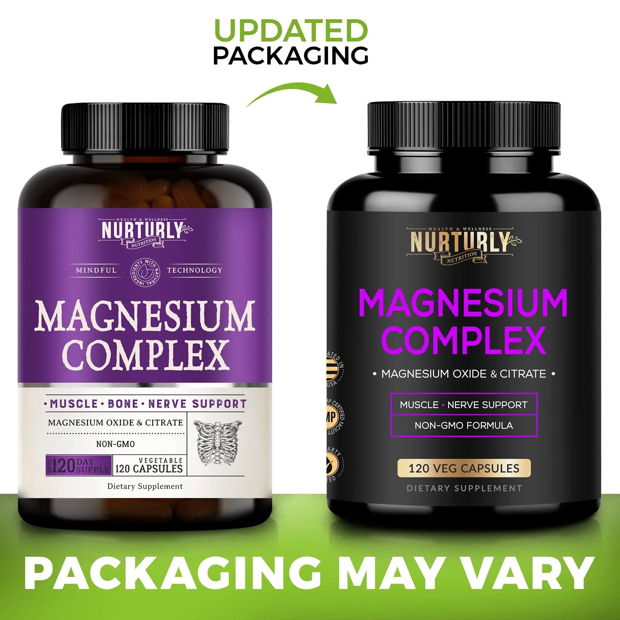 Magnesium Citrate & Oxide 500mg Complex Supplement - High Absorption Maximum Strength - Helps Support Bone Density and Strength, Muscles, Energy and Sleep - 120 Vegan Capsules NURTURLYnz supplements